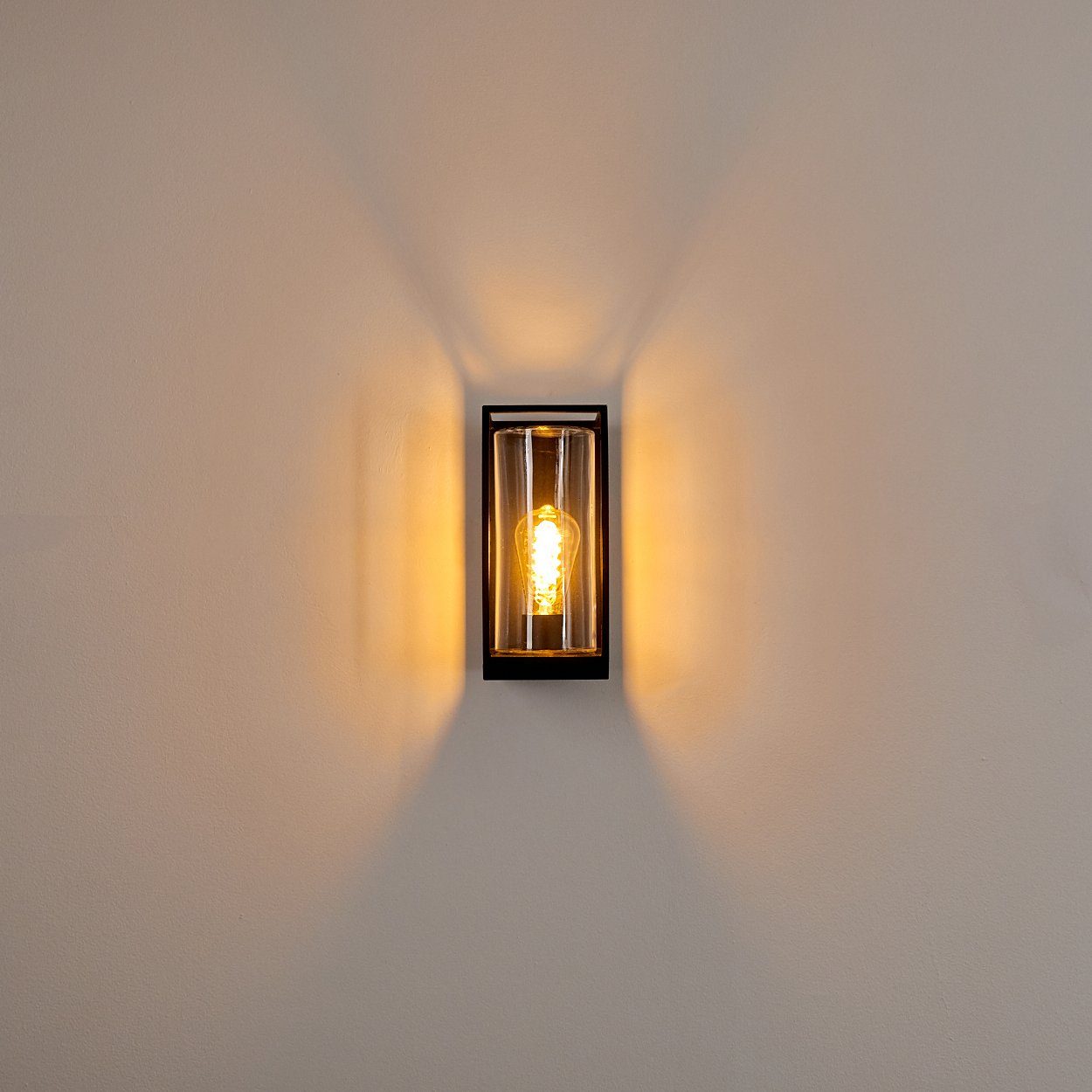 der Leuchtmittel, an klaren Metall Außenlampe »Besana« und Style Wand, mit 1xE27, aus Außenwandlampe Glas, Schwarz ohne Außen-Wandleuchte IP44 hofstein in Lichteffekt Industrial
