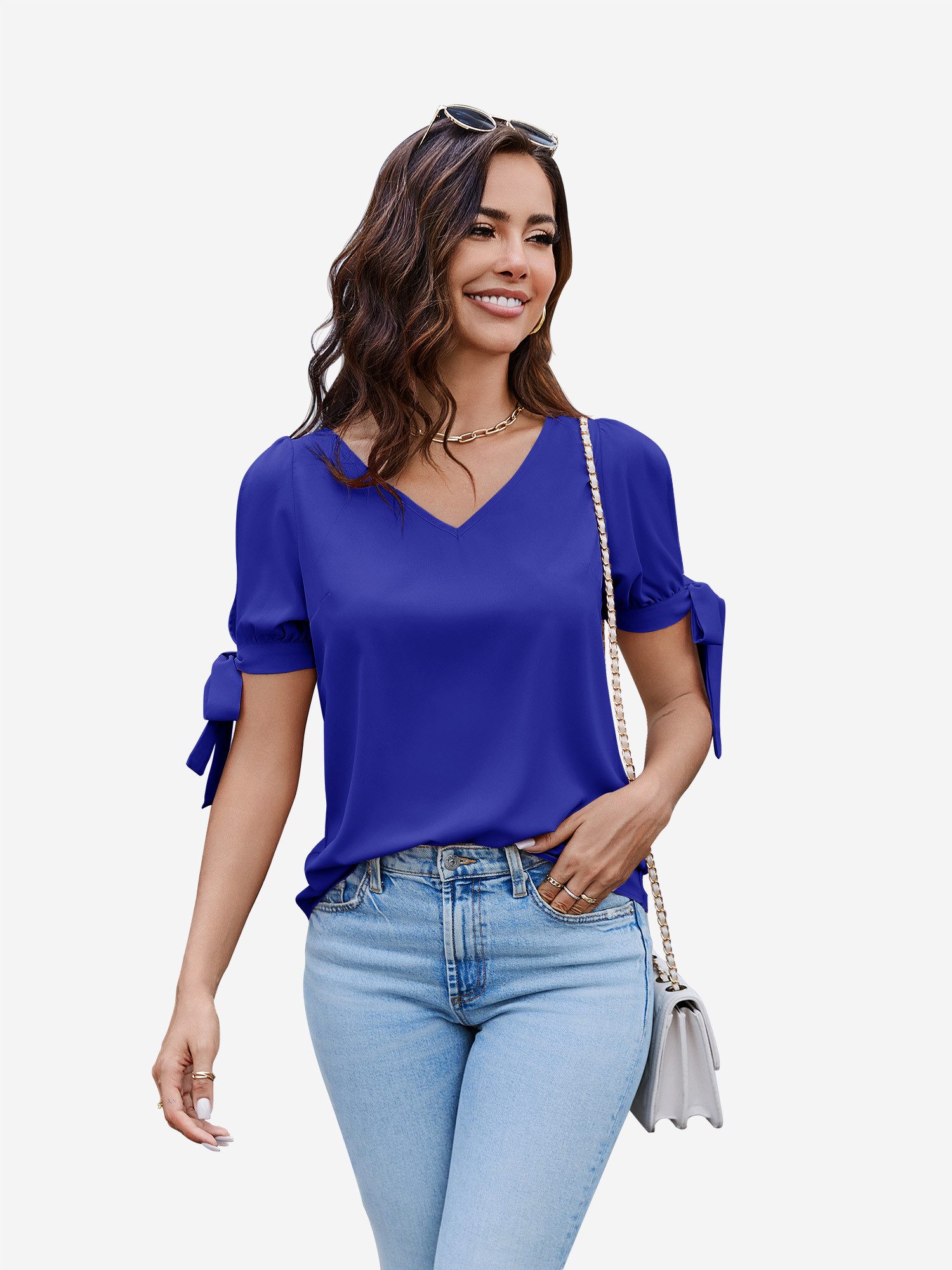 Imily Bela Shirtbluse Damen Schulterfreies Oberteil (Packung, 1-tlg., 1per-Pack) Einfarbig – Bild 5 von 5