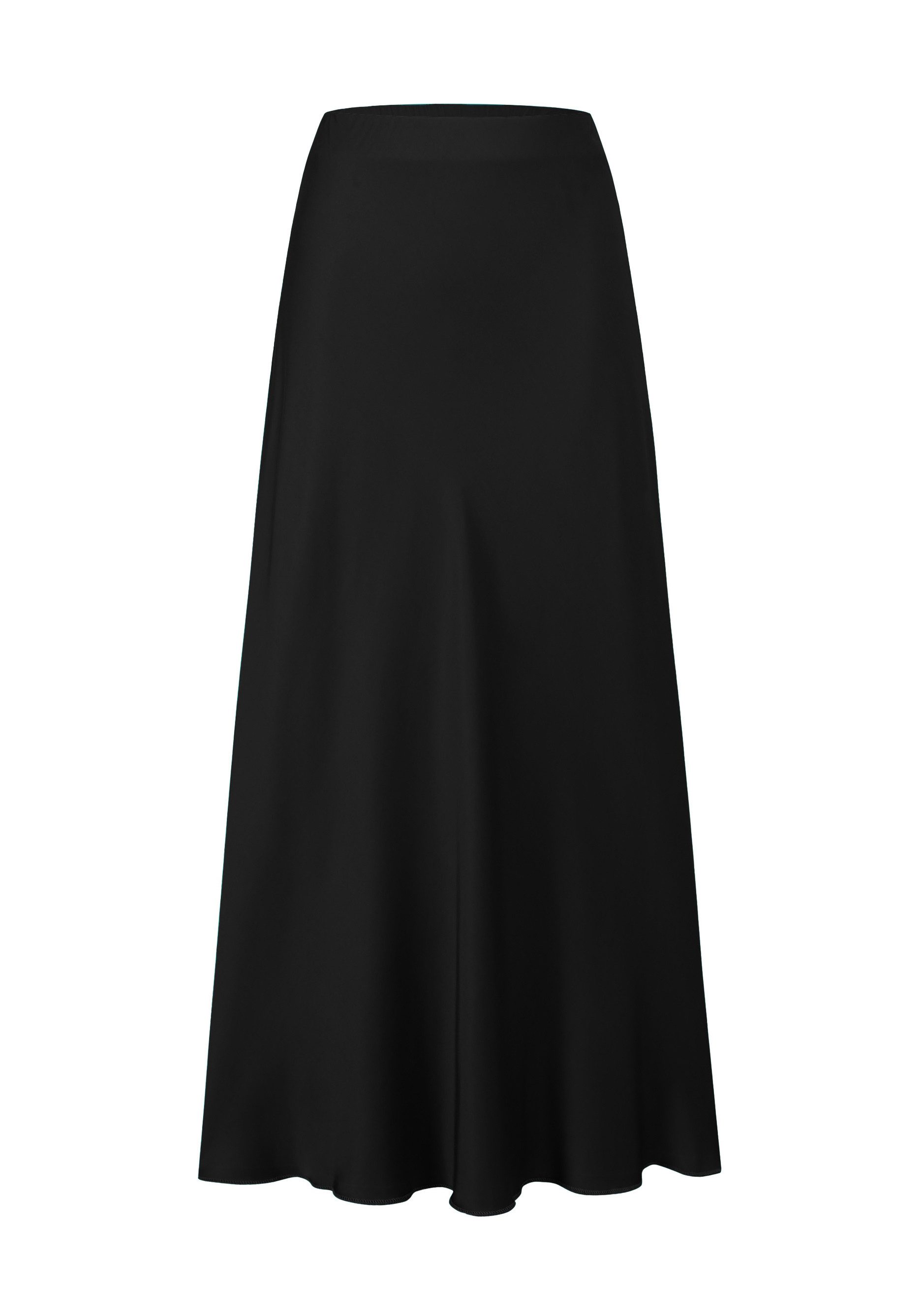SASSYCLASSY Midirock Glamouröser Rock Damen in Satin-Optik Satin Rock in A Linie in Midi Länge mit elastischem Bund Schwarz
