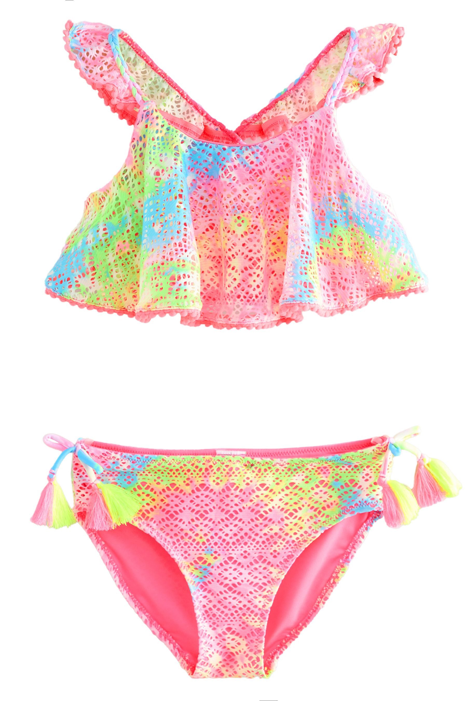 Bustier-Bikini Rüschenbikini mit Stickerei