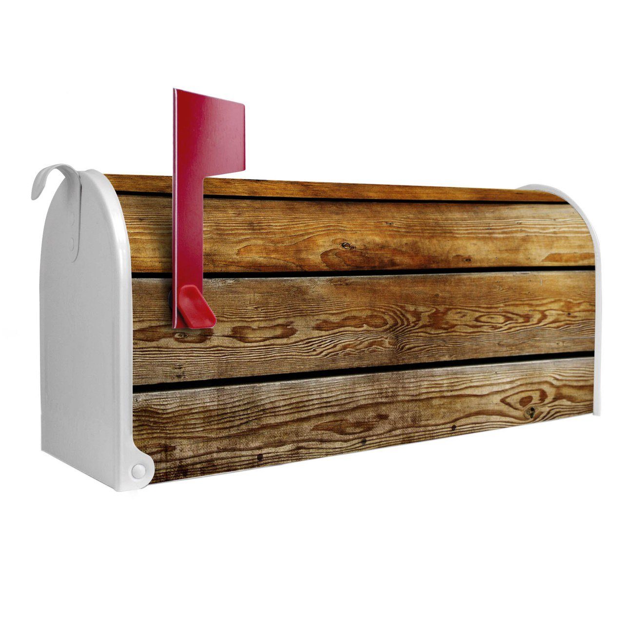 banjado Amerikanischer Briefkasten Mailbox Holzbretter (Amerikanischer Briefkasten, original aus Mississippi USA), 22 x 17 x 51 cm weiß