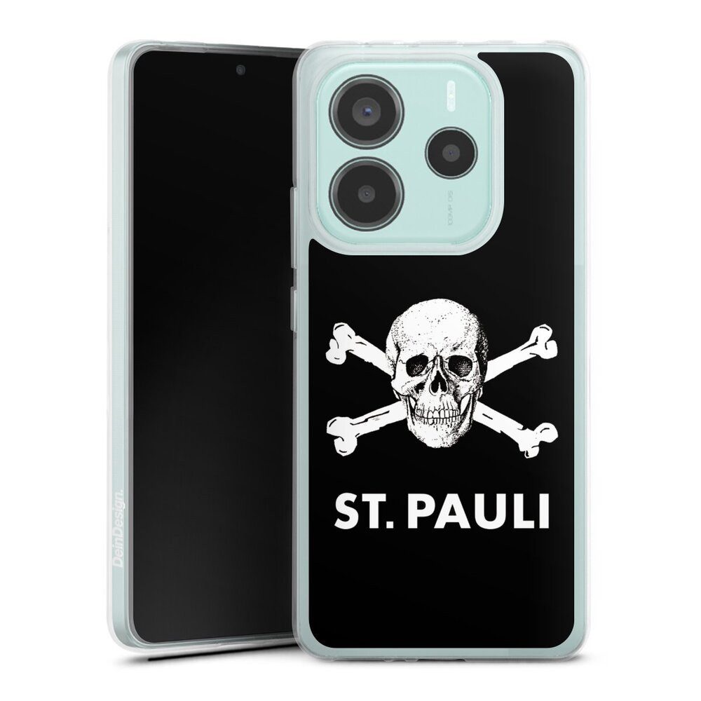 DeinDesign Handyhülle FC St. Pauli Totenkopf Offizielles Lizenzprodukt, Xiaomi Redmi Note 14 5G Silikon Hülle Bumper Case Handy Schutzhülle