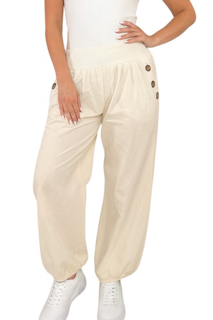Mississhop Haremshose Damen Baumwolle Aladinhose Unifarbe Hose Sommerhose M.297