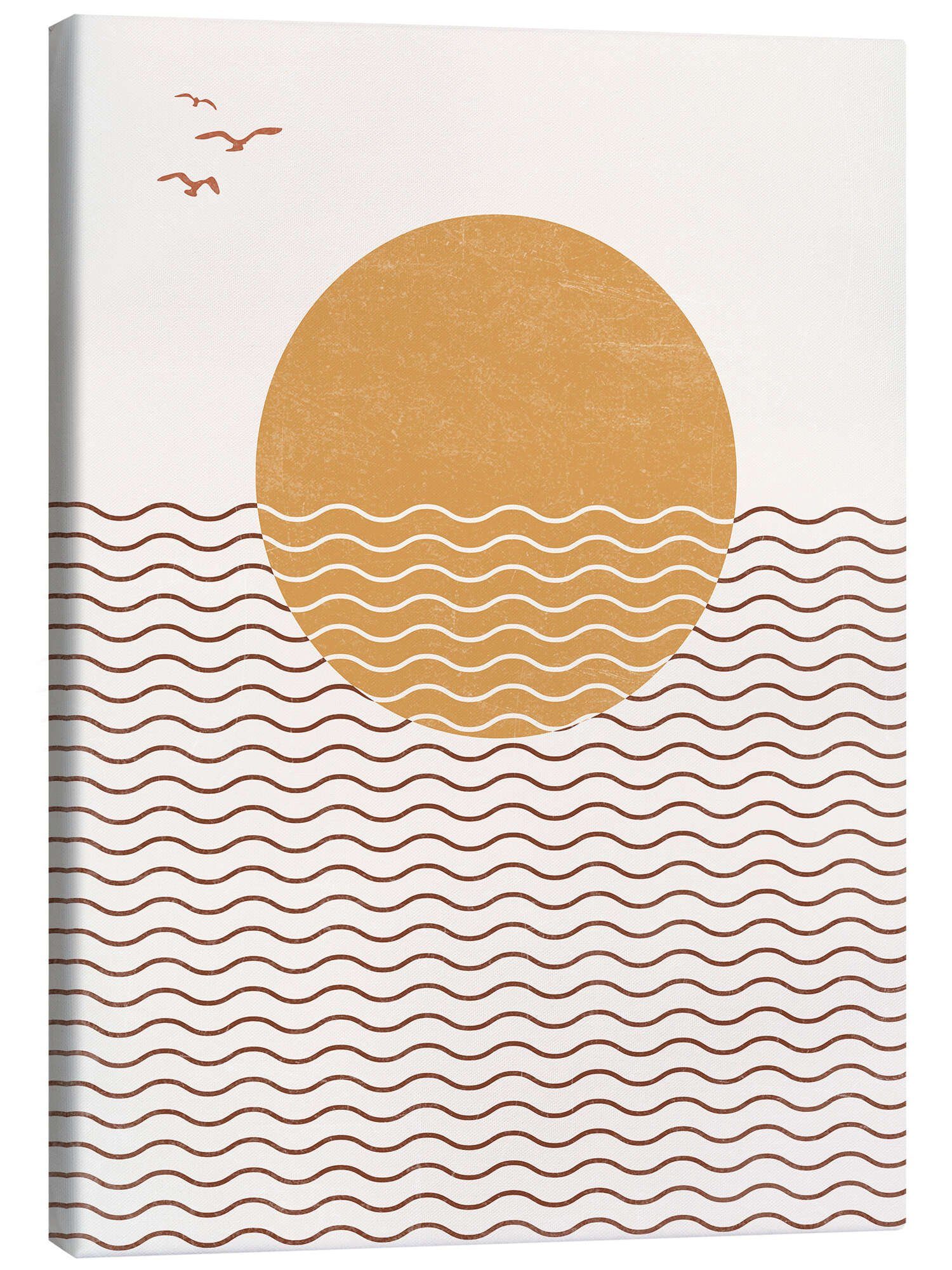 Posterlounge Leinwandbild TAlex, Boho Sonnenuntergang, Wohnzimmer Japandi Illustration