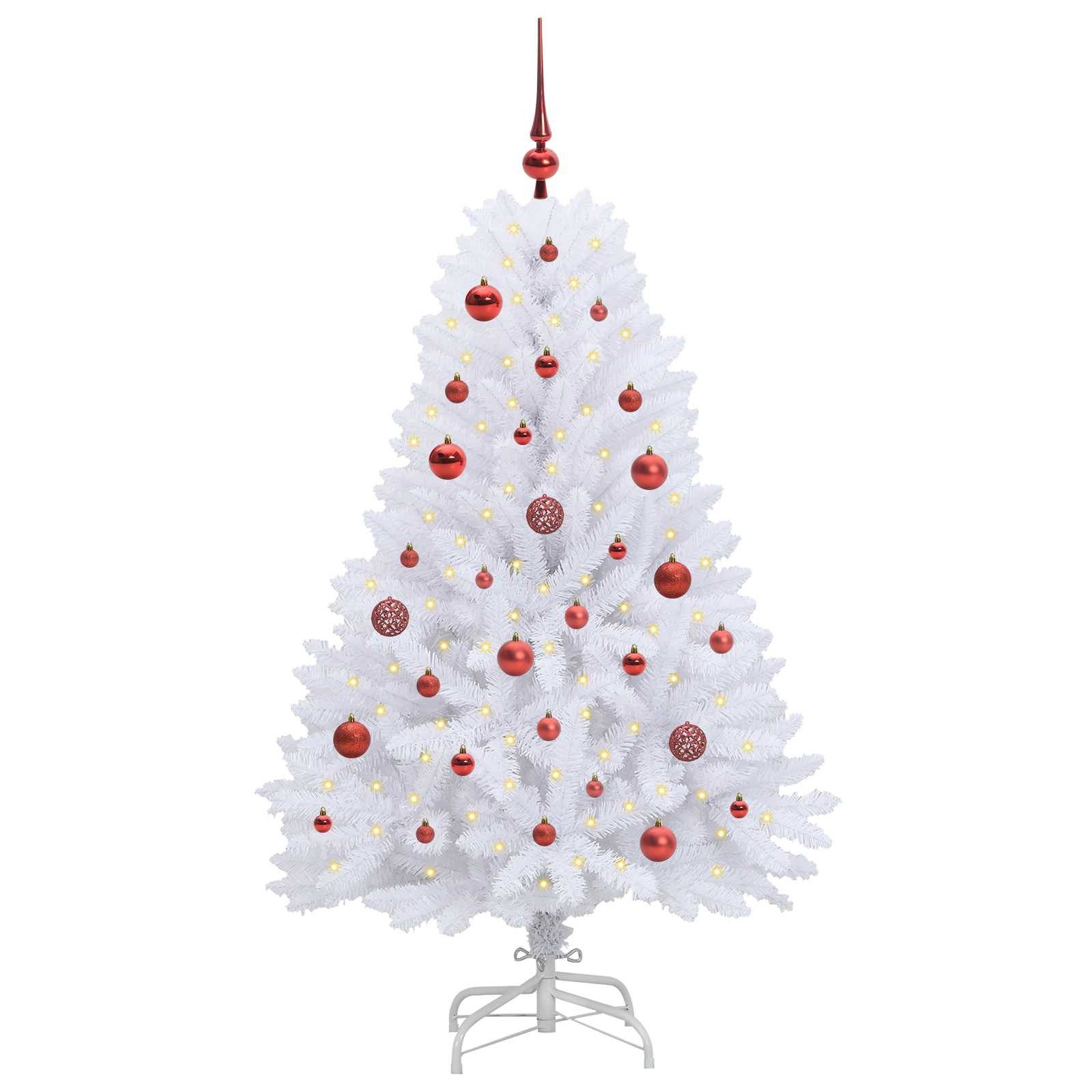 vidaXL Künstlicher Weihnachtsbaum Künstlicher klappbarer Weihnachtsbaum Weiß 150 cm PVC und Stahl