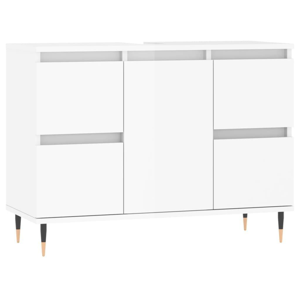 Holzwerkstoff Badschrank (1-St) vidaXL cm Hochglanz-Weiß Badezimmerspiegelschrank 80x33x60