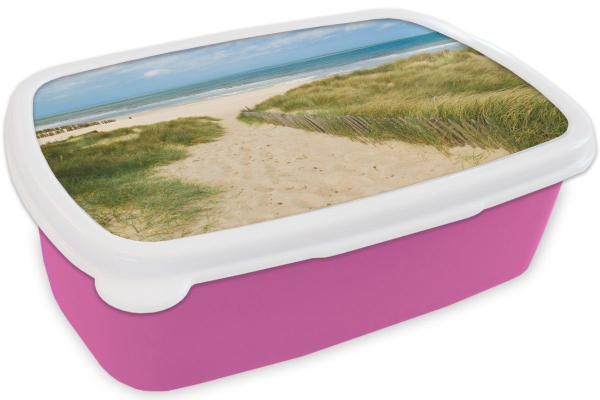 - Snackbox, Kunststoff MuchoWow Brotbox Belgien, Kunststoff, für Düne - Mädchen, Strand Brotdose (2-tlg), Kinder, Erwachsene, - rosa Lunchbox Meer