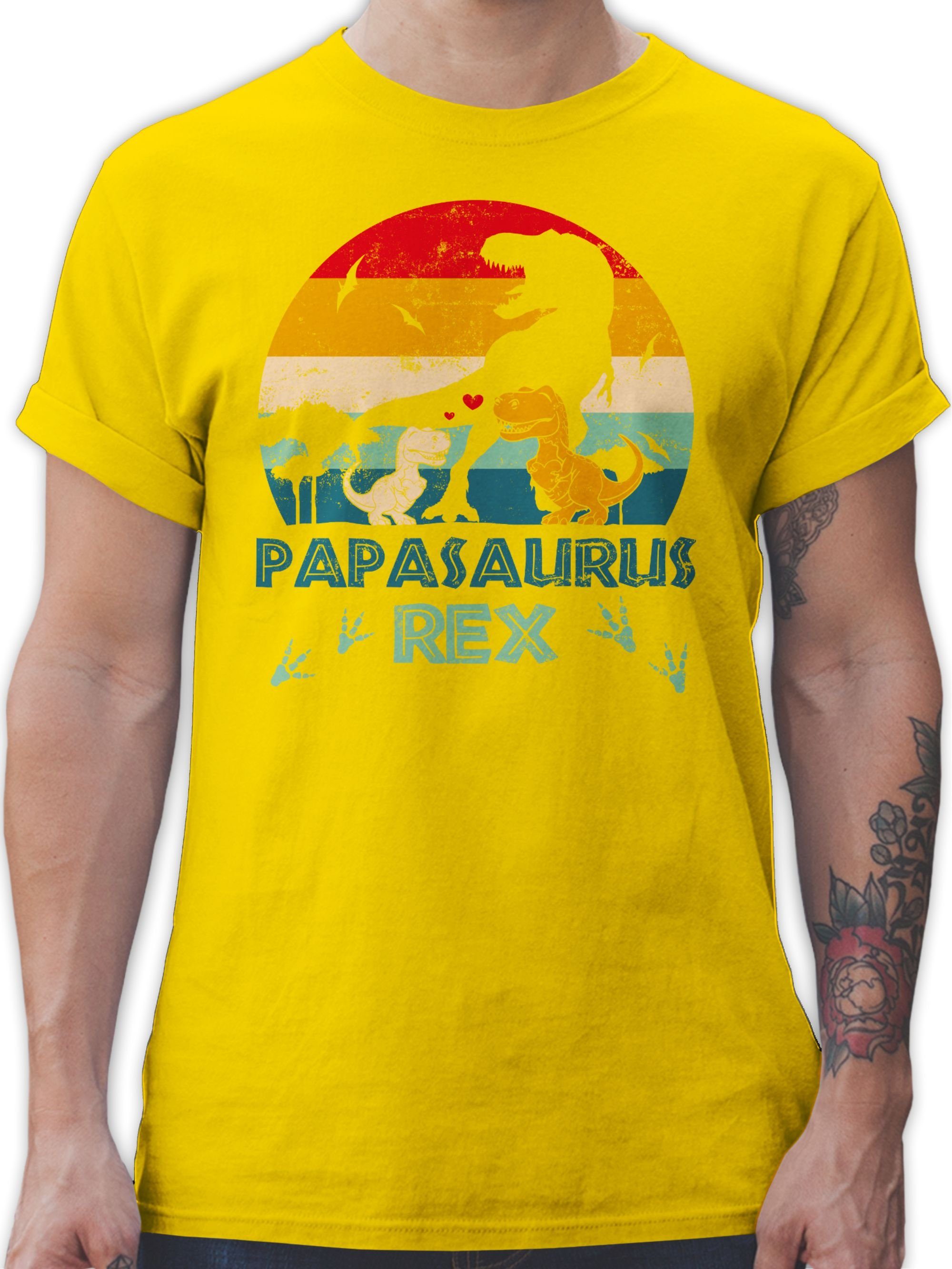 runden Shirtracer T-Shirt Papasaurus Rex Papa Vater - Papa Geschenk Geschenk Dino Papi Saurus für Gelb Vatertag Bester 03