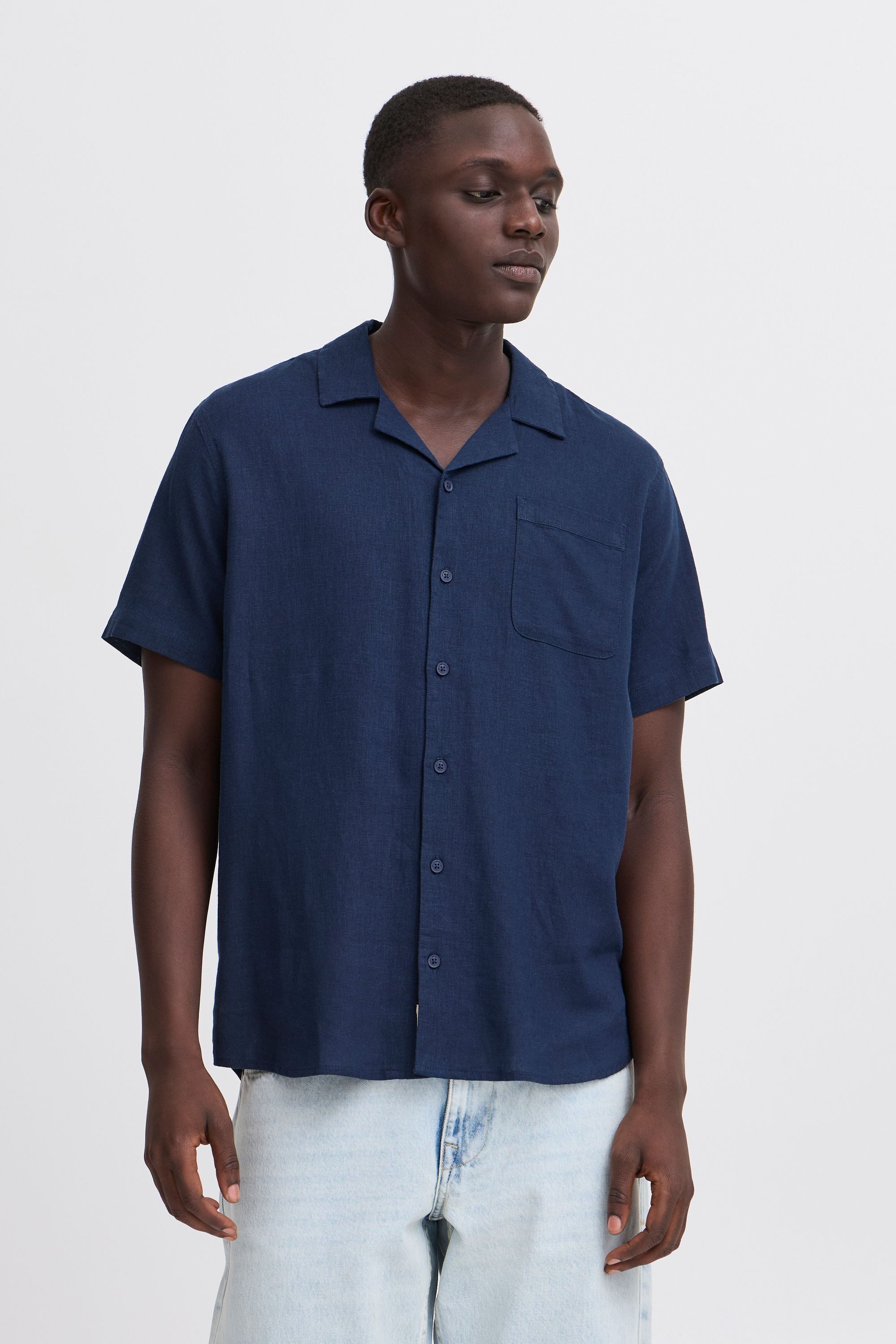 Blend Leinenhemd BHVICTOR Stilvolles Kurzarmhemd aus Leinenmix und Brusttas günstig online kaufen