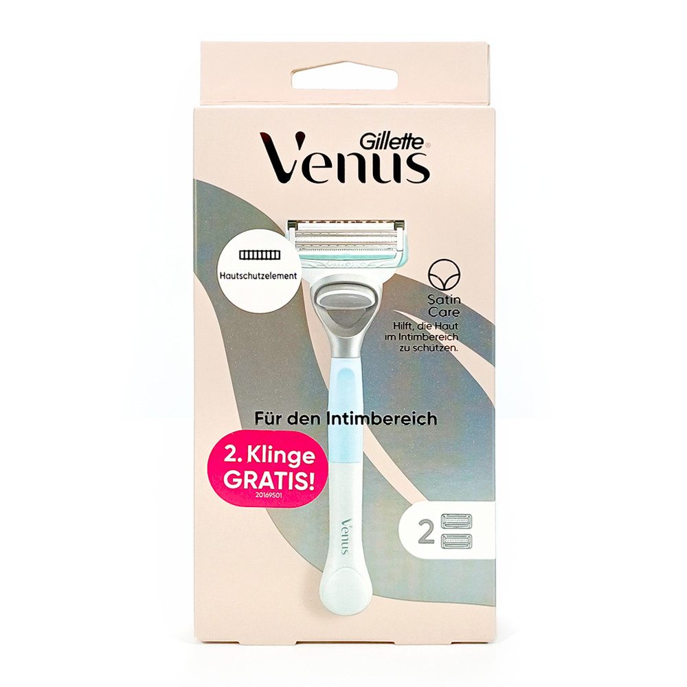 Gillette Venus Nassrasierer Satin Care Rasierer für den Intimbereich mit 2 Klingen