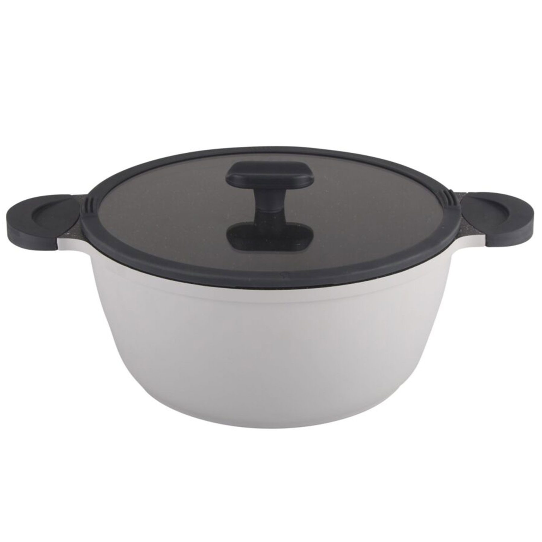 Mulex Kochtopf HAPPY Alugußtopf 28 cm hellgrau inkl. Glasdeckel, Aluguß