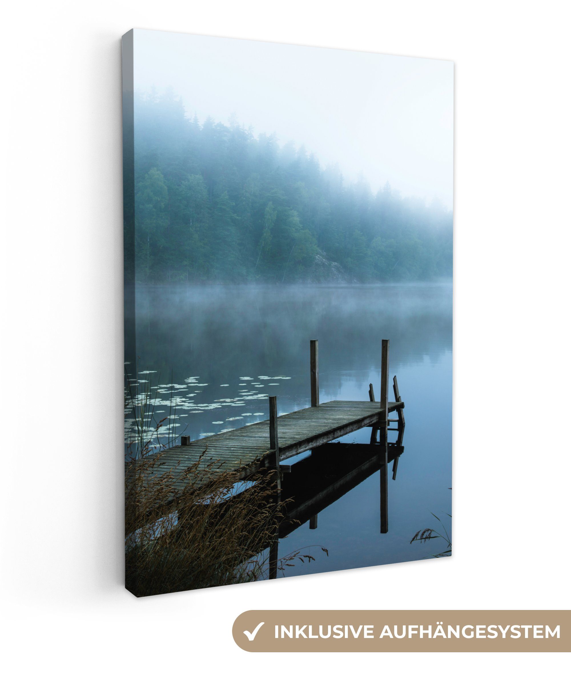 OneMillionCanvasses® Leinwandbild Natur - See - Wald - Nebel, Fotodruck (1 günstig online kaufen