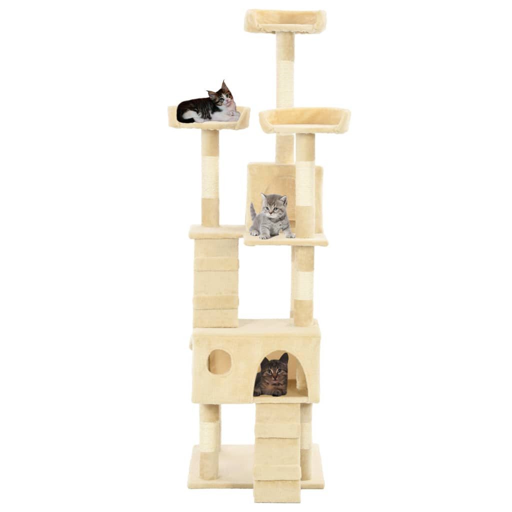 vidaXL Kratzbaum, Katzenbaum mit Sisal-Säulen 170 cm Beige