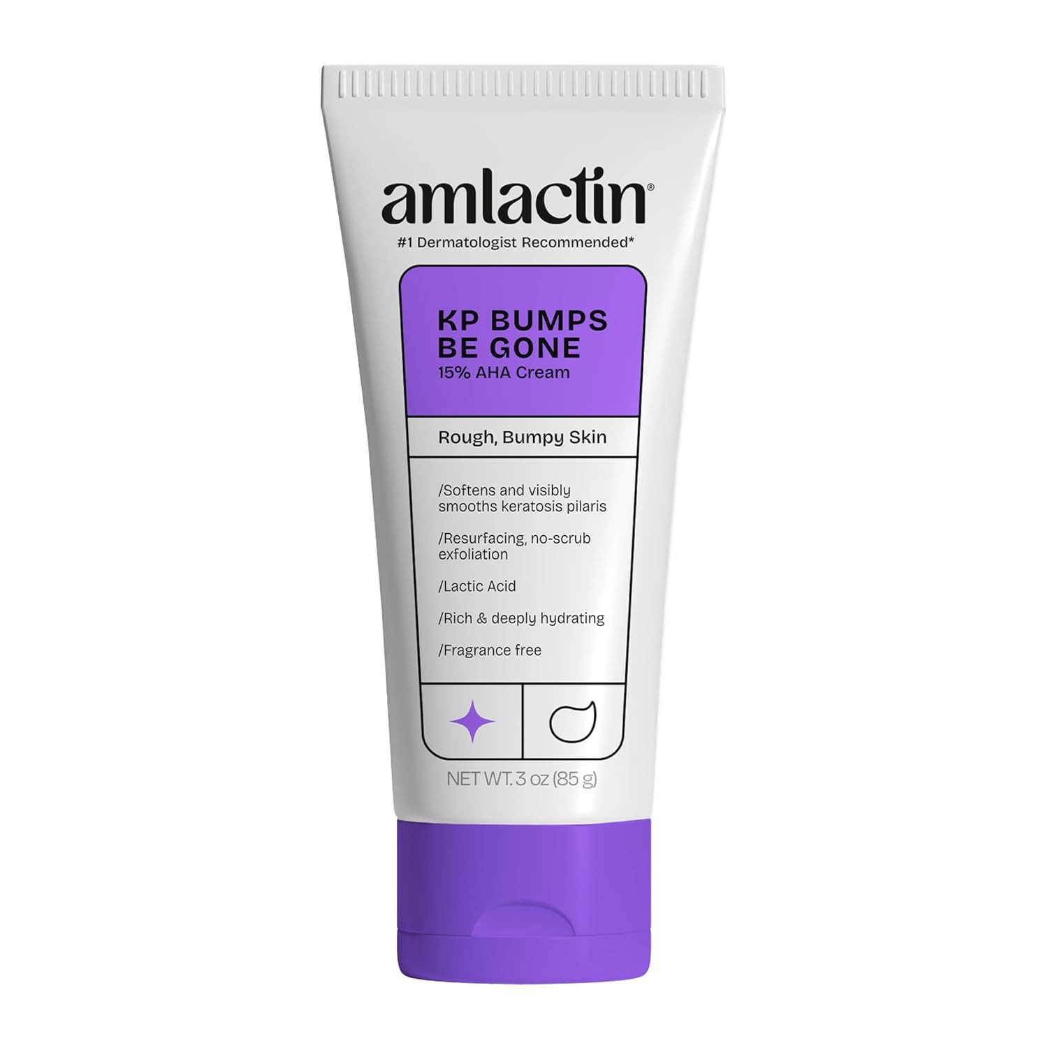 Amlactin Feuchtigkeitscreme AmLactin KP Bumps Be Gone Körpercreme mit 15 % Milchsäure, 85 g, 1-tlg., Peelend · Feuchtigkeitsspendend · Glättend · Duftstofffrei
