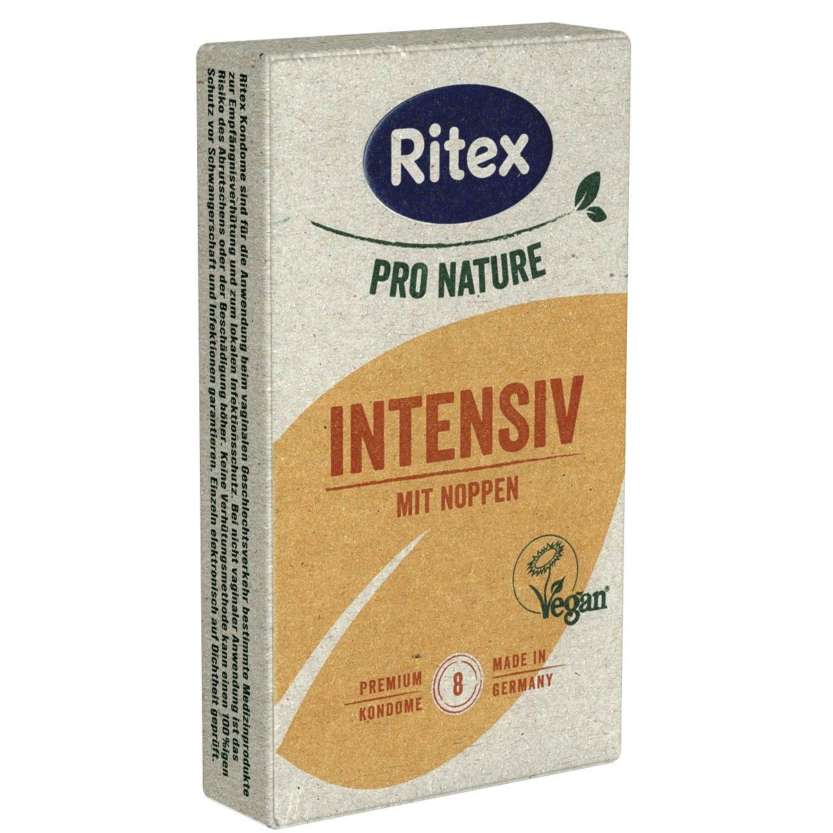 Ritex Презервативы PRO NATURE Intensiv Packung mit, 8 St., umweltfreundliche und vegane Презервативы mit Noppen