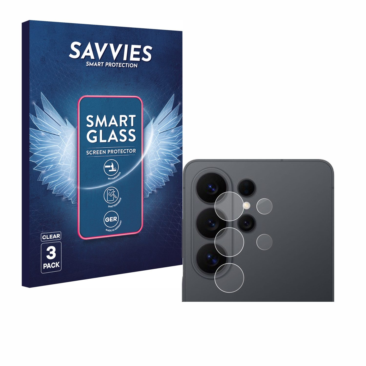 Savvies Displayschutzglas Schutzglas Panzer für Samsung Galaxy S26 Ultra (NUR Kameraschutz), 3 Stück, Schutzfolie Display Schutz Glas Folie klar