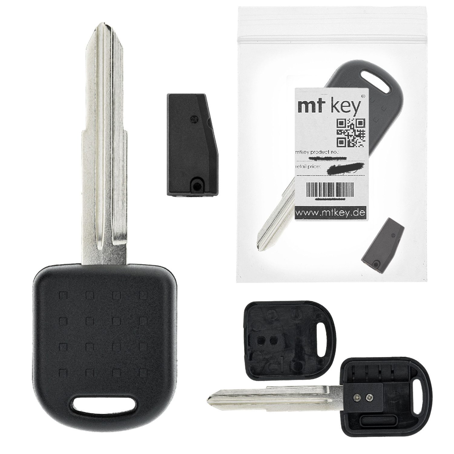 mt-key Schlüsseltasche Auto Zünd Schlüssel Rohling SZ11R + ID46 Transponder (Set), für Suzuki Grand Vitara II Jt Bis Modellpflege (05-09)