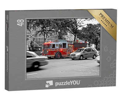 puzzleYOU Puzzle Lastwagen der New Yorker Feuerwehr beim Einsatz, 48 Puzzleteile, puzzleYOU-Kollektionen Feuerwehr
