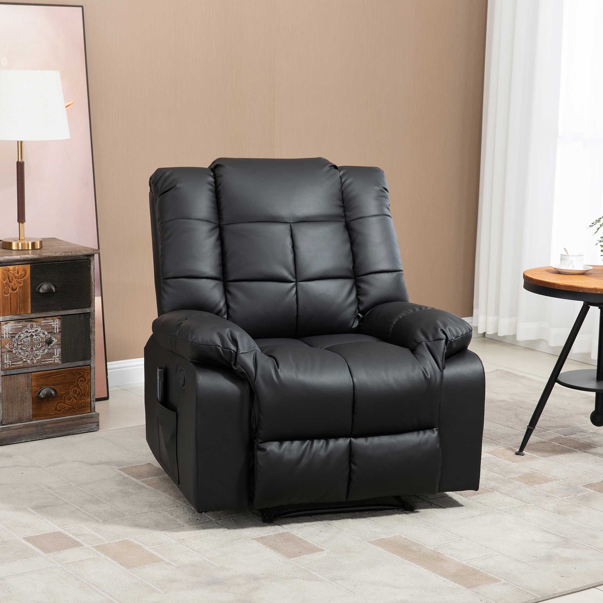 HOMCOM Massagesessel TV Sessel Liegesessel mit Liegefunktion Vibration (Relaxsessel, 1-St., Fernsehsessel), für Wohnbereich, Schwarz