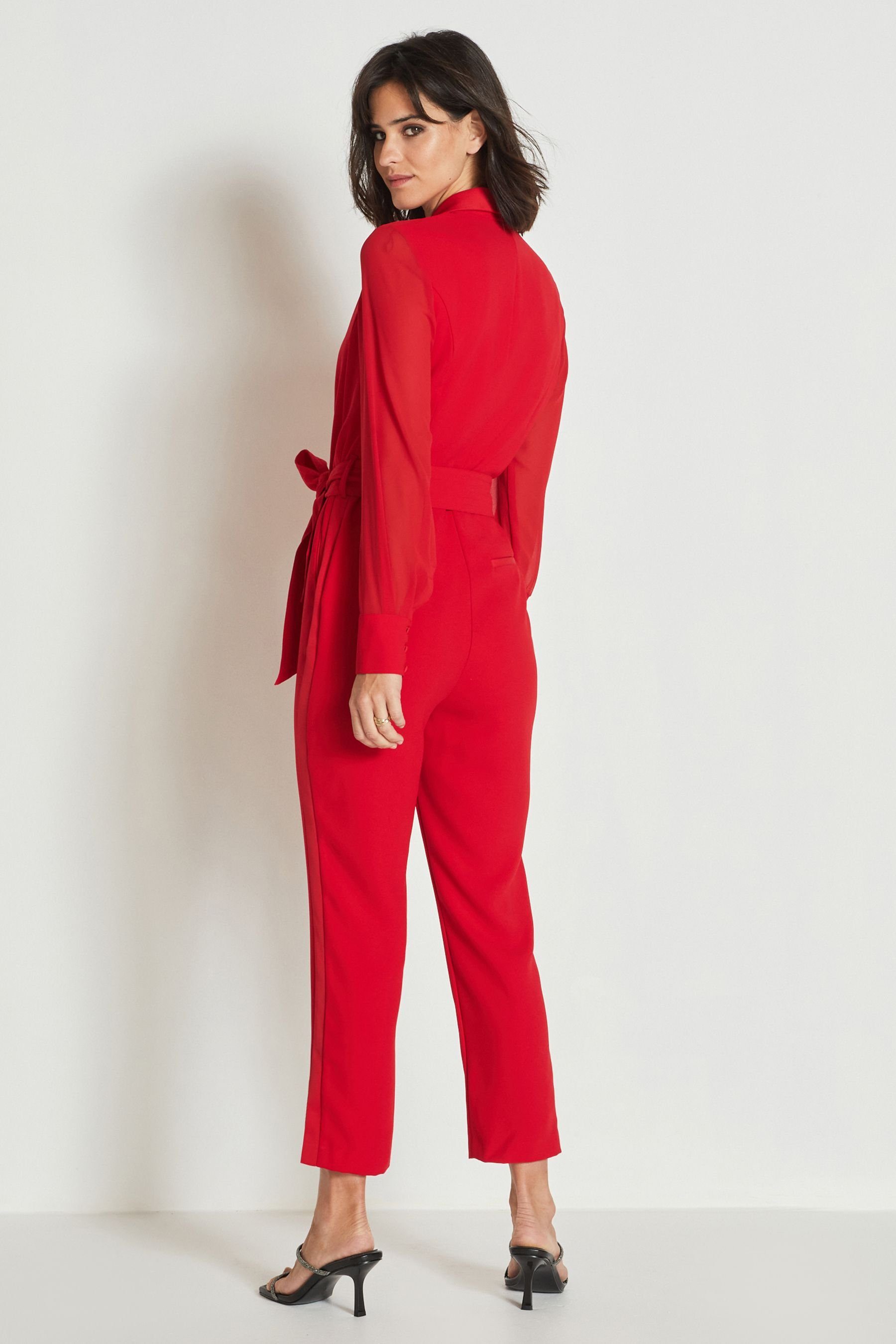 Next Jumpsuit Smoking-Jumpsuit mit transparenten Ärmeln (1-tlg)