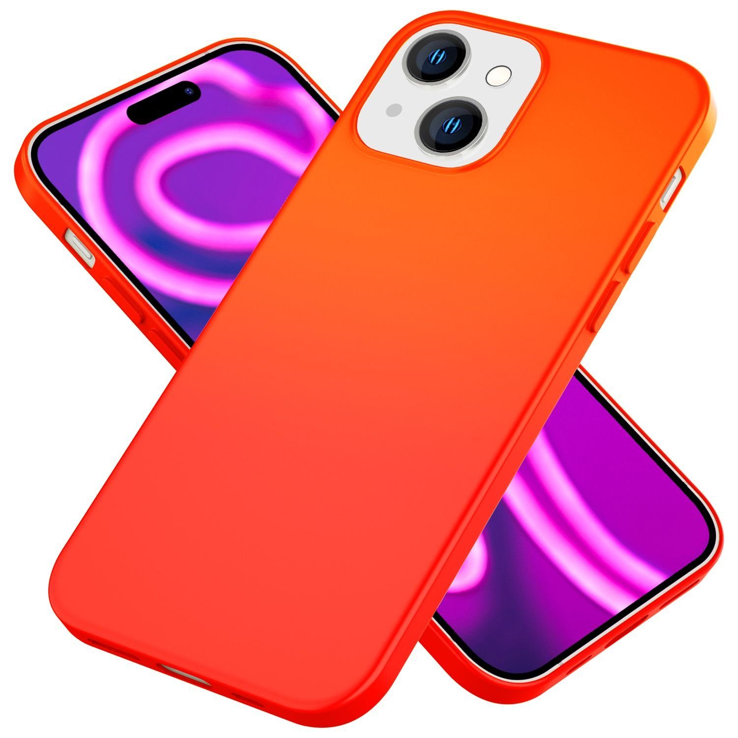 Nalia Smartphone-Hülle Apple iPhone 15 15,5 cm (6,1 Zoll), Neon Silikon Hülle / Bunte Farben / Slim Case / Anti-Fingerprint Cover