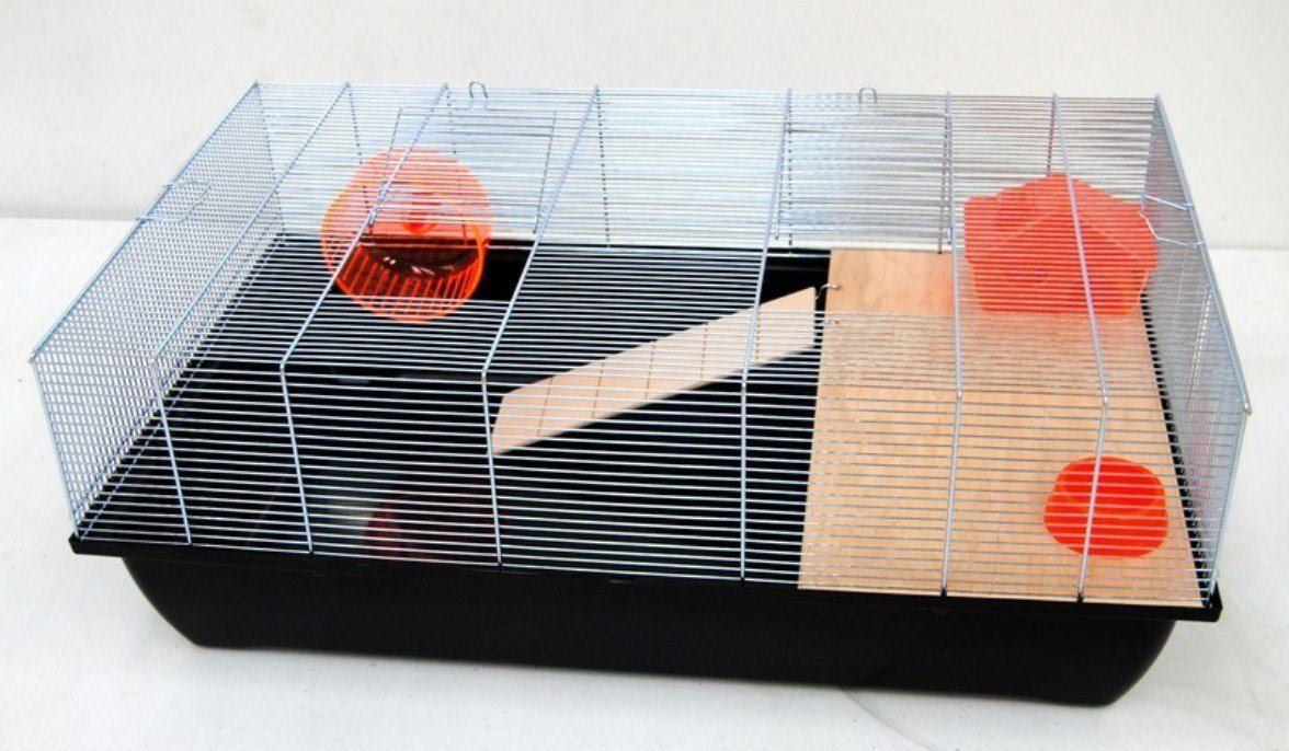 Thumbnail - Ollesch Kleintierkäfig Mäusekäfig Hamsterkäfig Nagerkäfig 78x47x30cm schwarz mit Zubehör