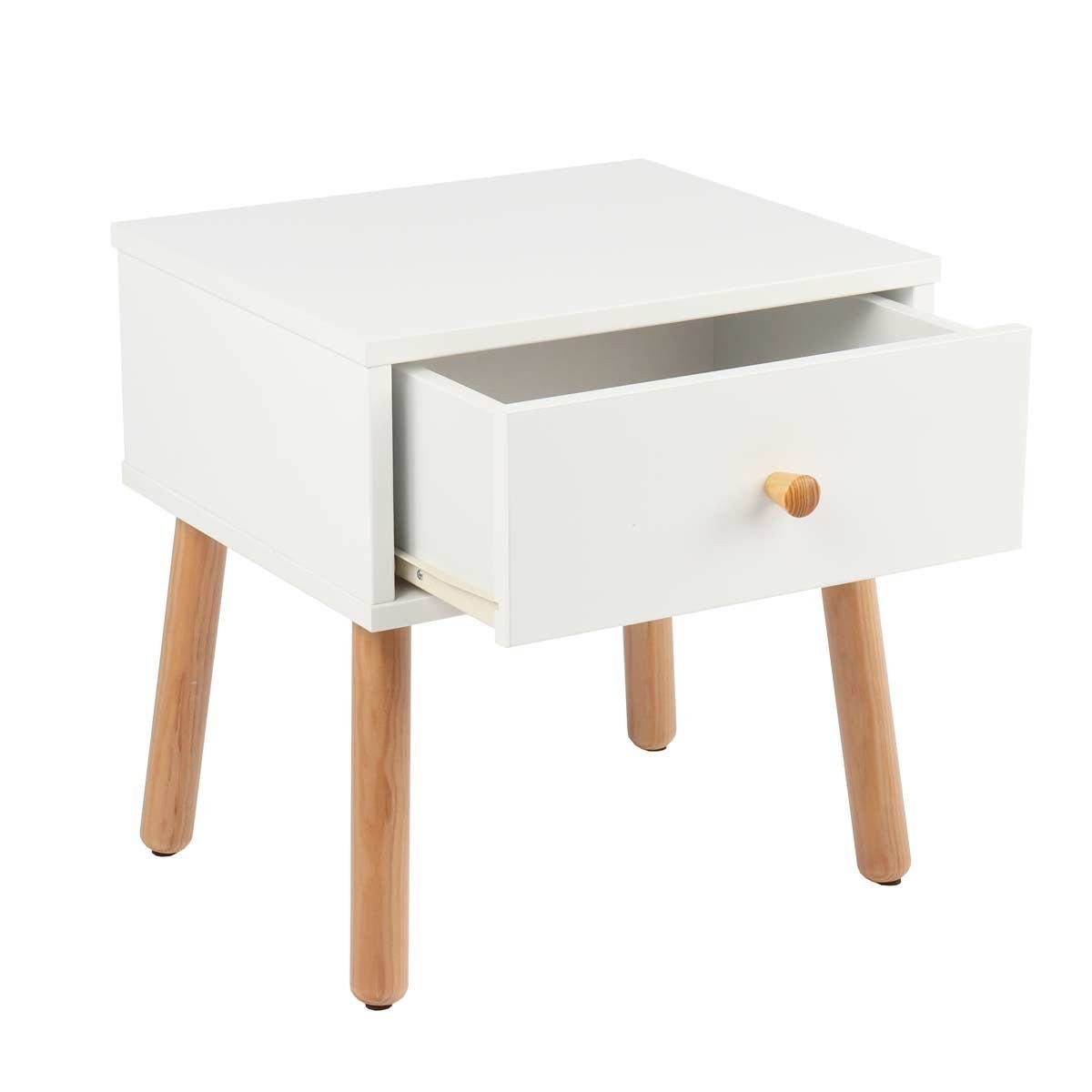 Nature Kid Nachttisch Lina Nachtkommode für Kinderzimmer, Kiefer & Weiß, Pr günstig online kaufen