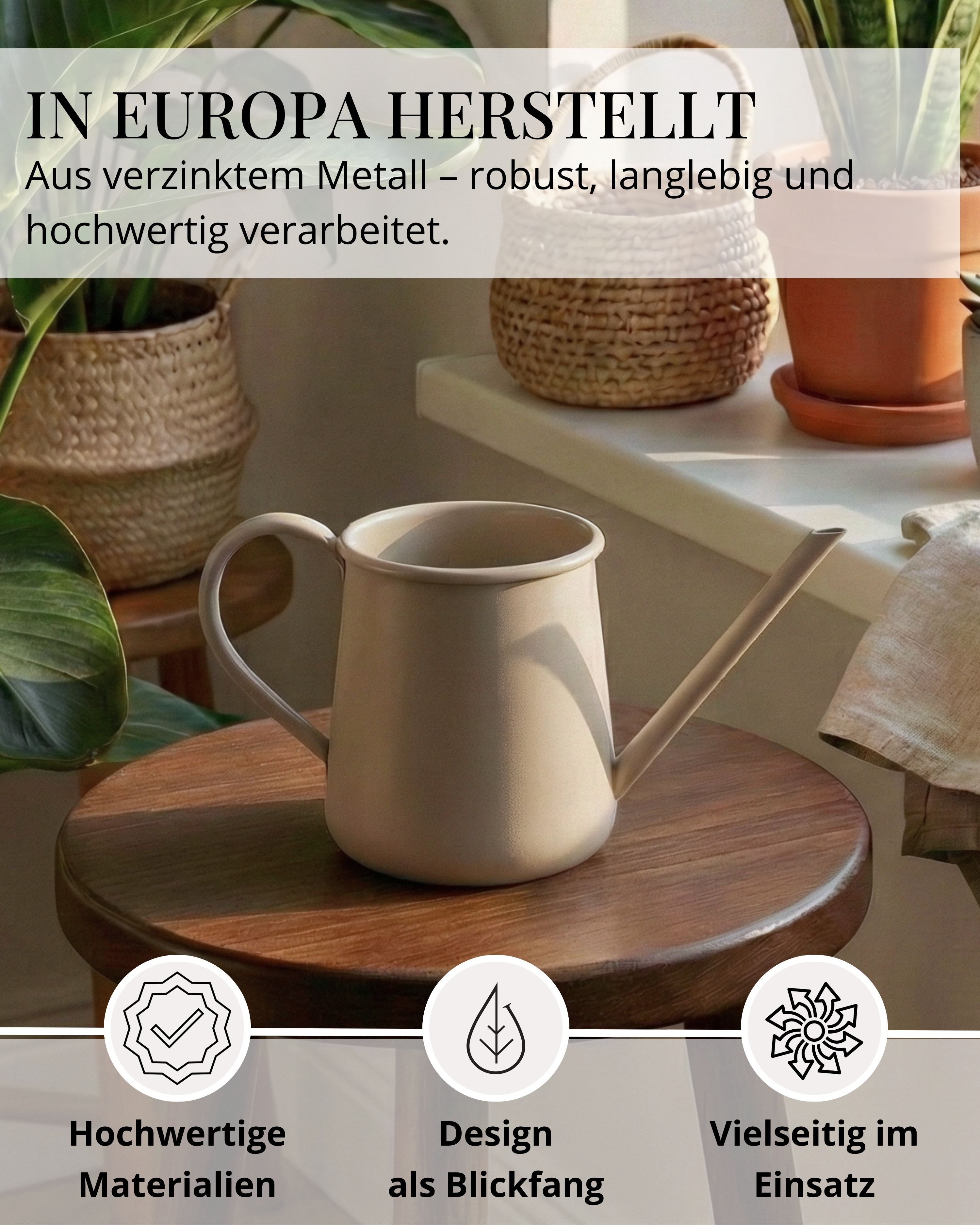 LIVLIG Gießkanne 1 Liter, Gießkanne klein, Gießkanne für Zimmerpflanzen (L28,5 × B10,5 × H12 cm), mit langem Ausguss für Zimmerpflanzen, Balkonpflanzen & Kräuter