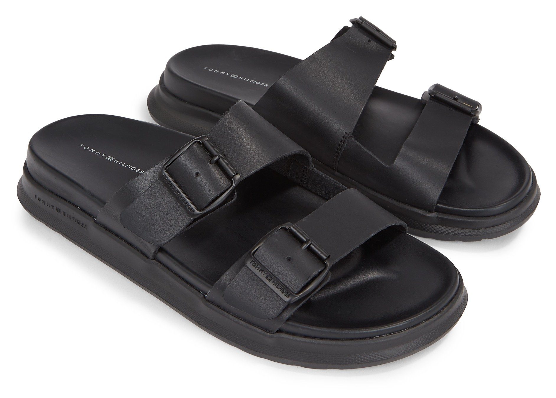 Tommy Hilfiger D DENSITY HILFIGER BUCKLE SANDAL Pantolette, Sommerschuh, Schlappen, Poolslides, mit verstellbaren Schnallen