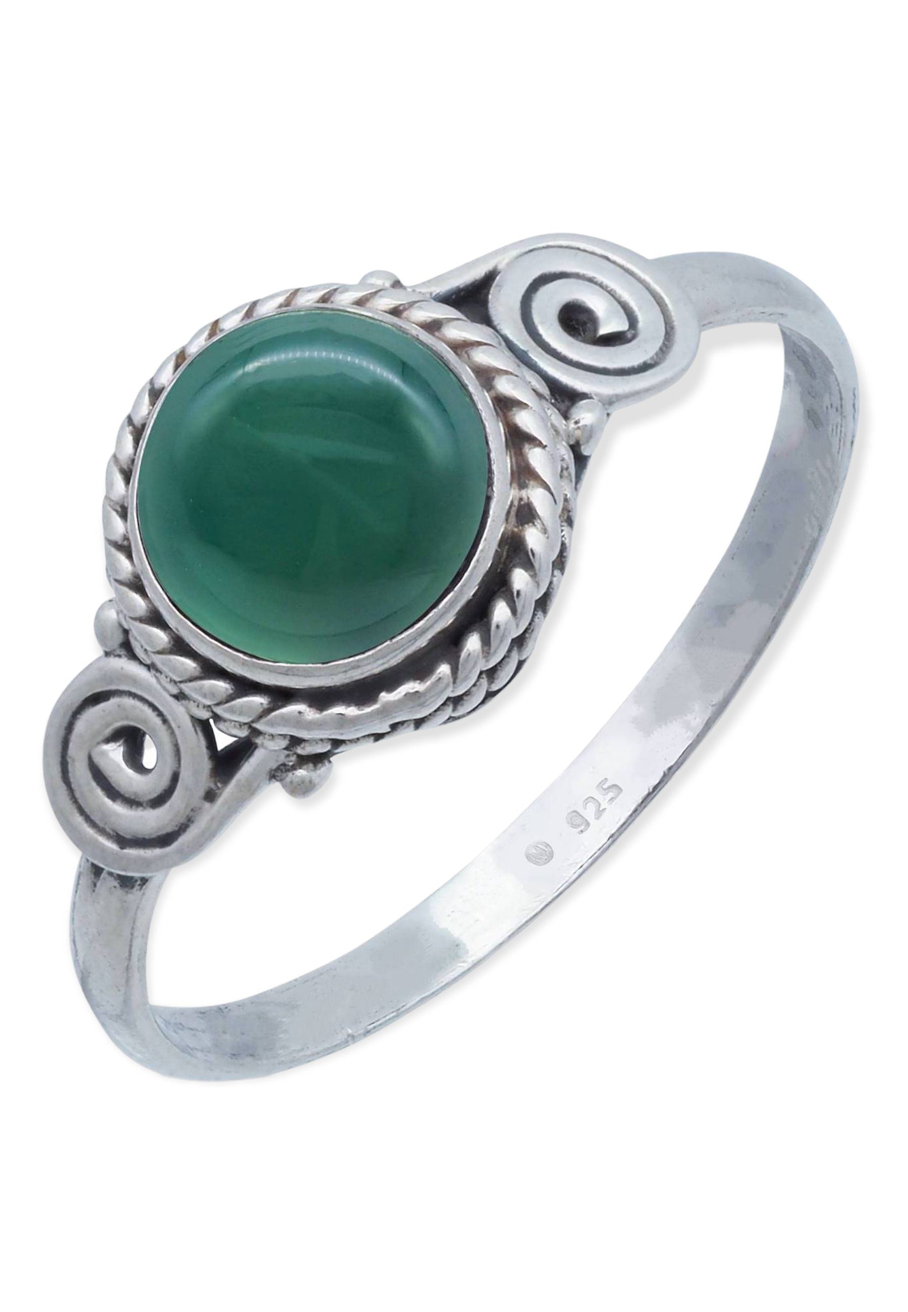 mit grüner mantraroma 925er Silber Silberring Onyx