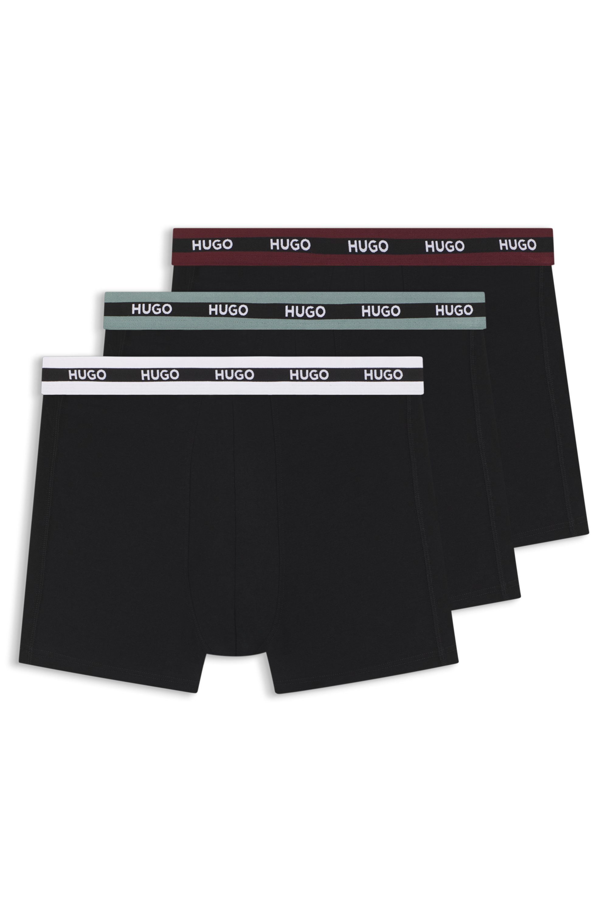 HUGO Trunk BOXERBR TRIPL PLANET kontrastfarbener Bund mit Logo