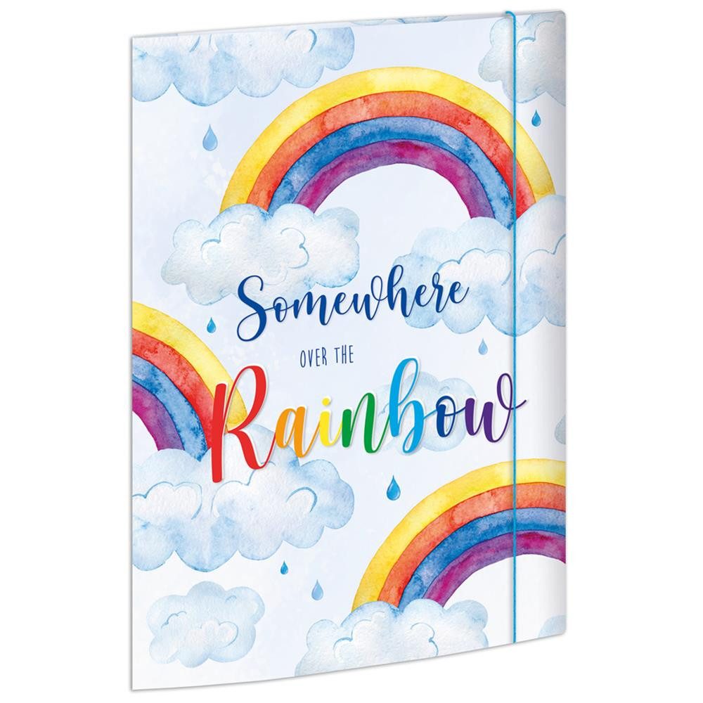 RNK Verlag Organisationsmappe Zeichenmappe DIN A4 Rainbow aus weißem stabilem Karton, Stabiler Karton, Innen- und Außendruck, Regenbogenmotiv