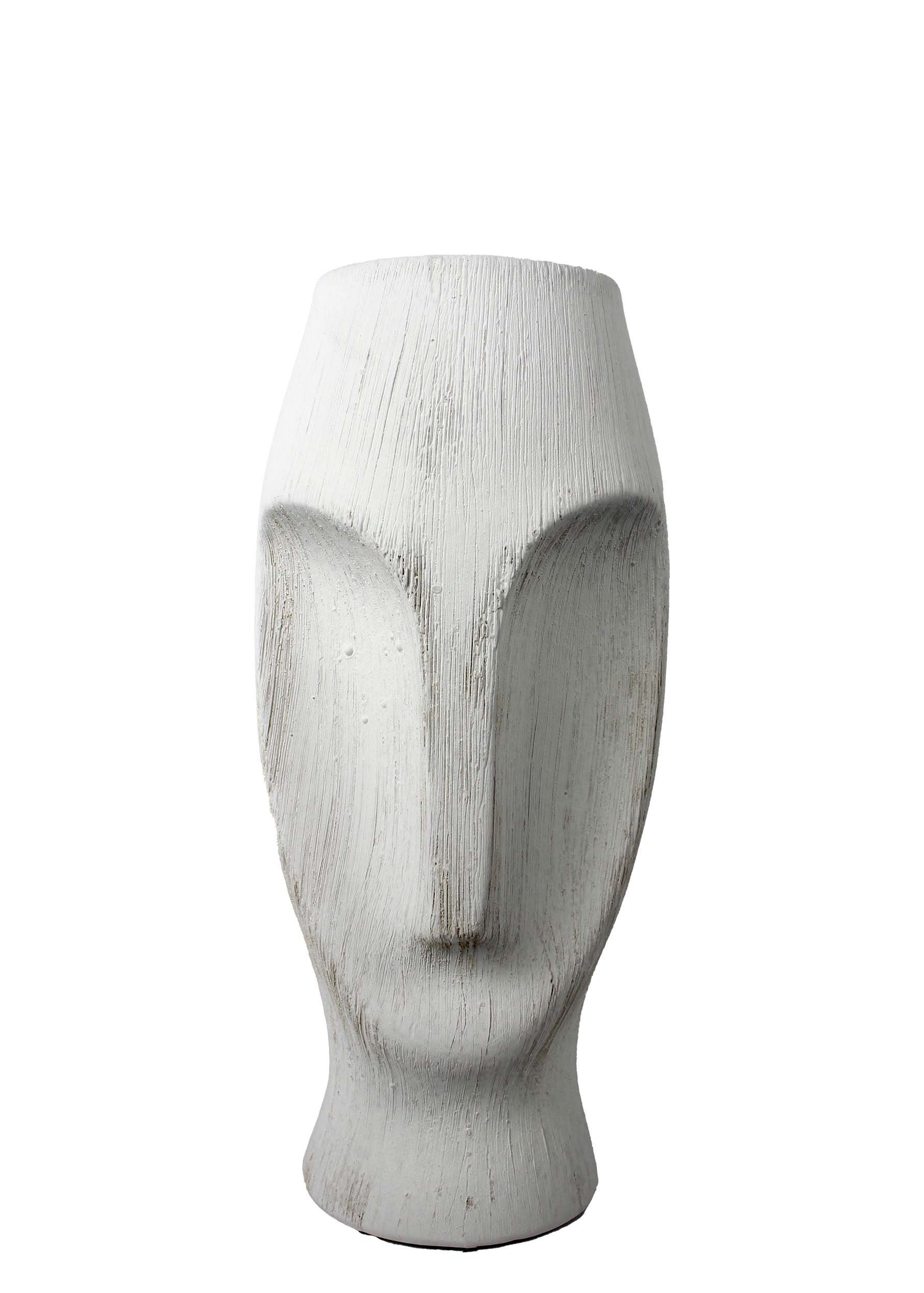 Tischvase Form Keramik Kopf Vase), mit Stück, aus Osterinseln / Home Moai Keramik weiß in 1 Vase in (1 schwarz Oberflächenstruktur Signature Collection geformt
