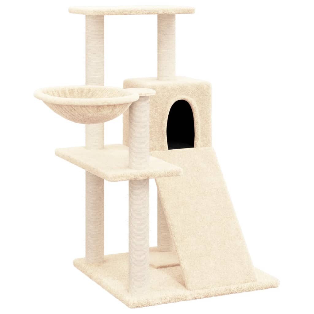 vidaXL Kratzbaum, Katzenbaum mit Sisal-Kratzsäulen Creme 82 cm