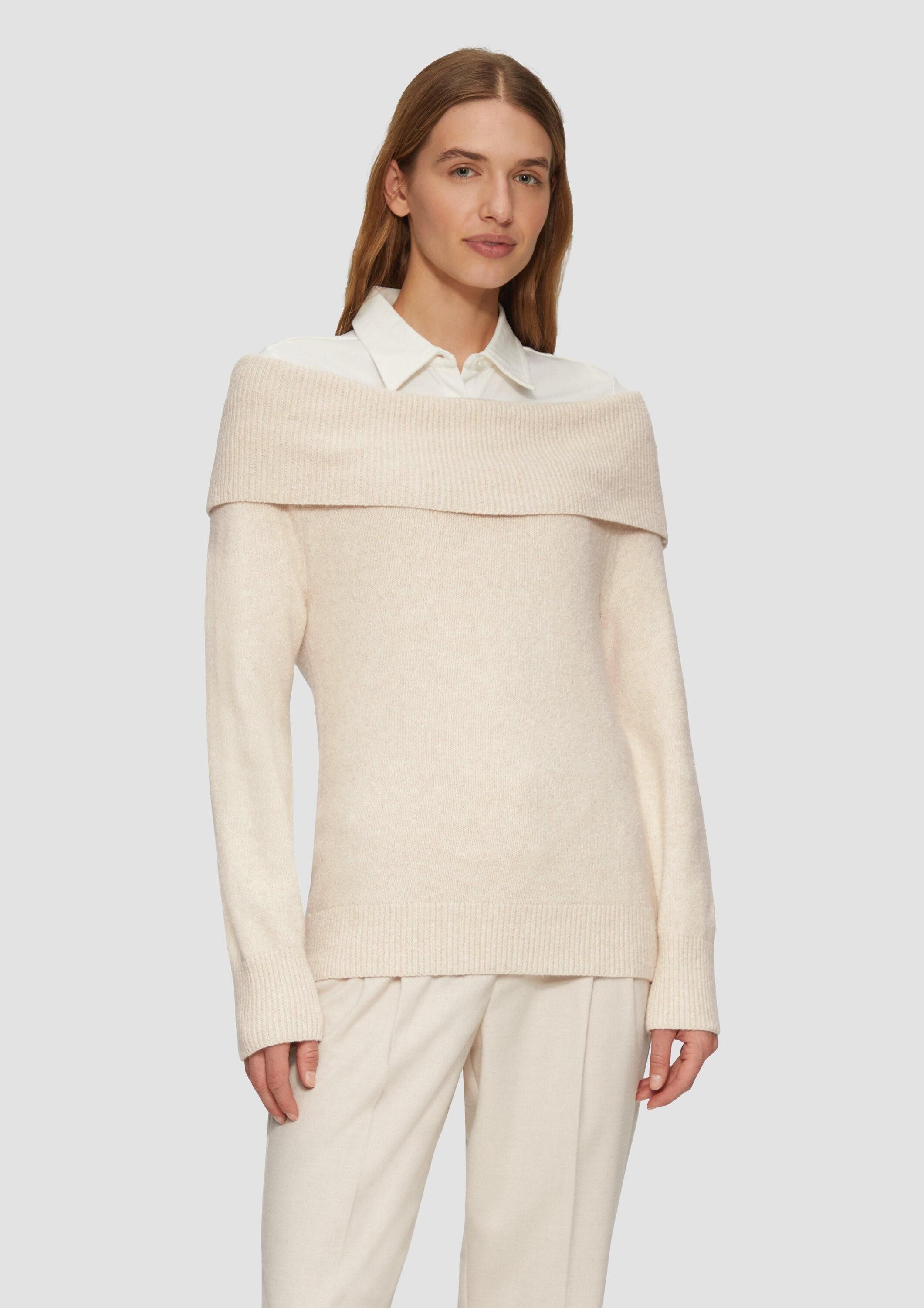 s.Oliver Longpullover Strickpullover Off-Shoulder Strickpullover mit Rippbü günstig online kaufen