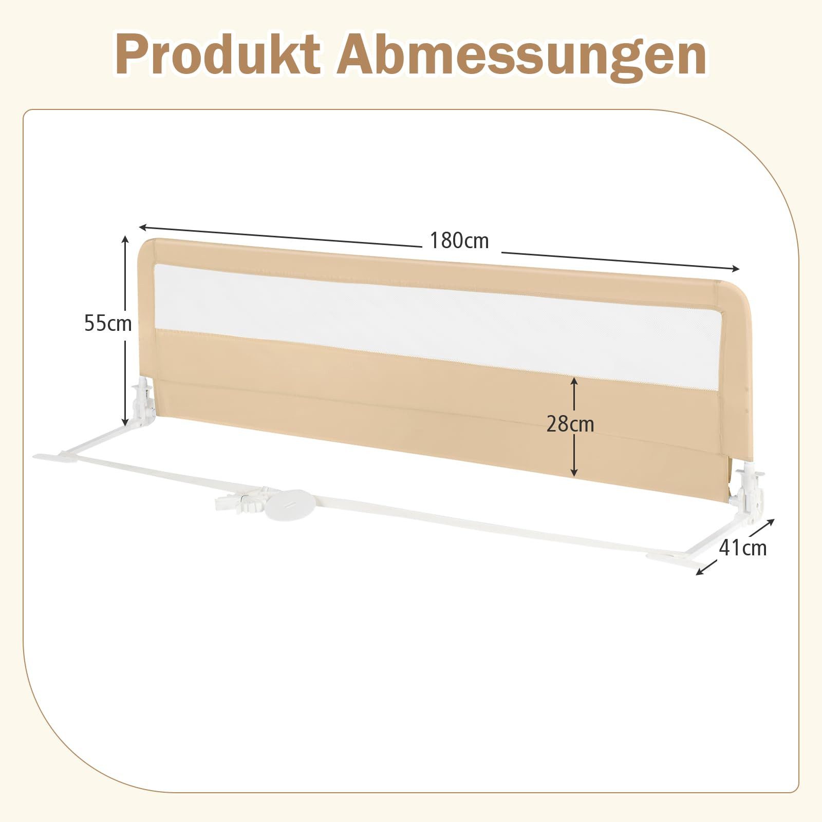 COSTWAY Bettschutzgitter Rausfallschutz, 180cm, mit Sicherheitsgurten