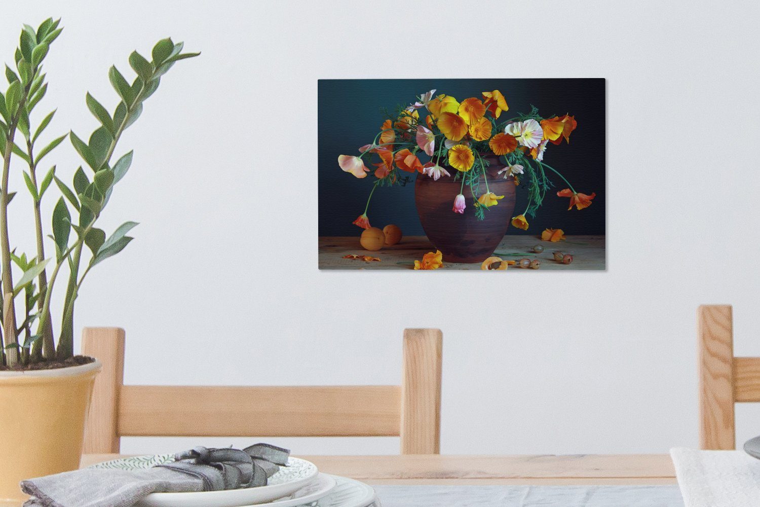 Wanddeko, - Farben - Vase St), cm Aufhängefertig, Leinwandbilder, (1 Wandbild Leinwandbild 30x20 OneMillionCanvasses® Stilleben,
