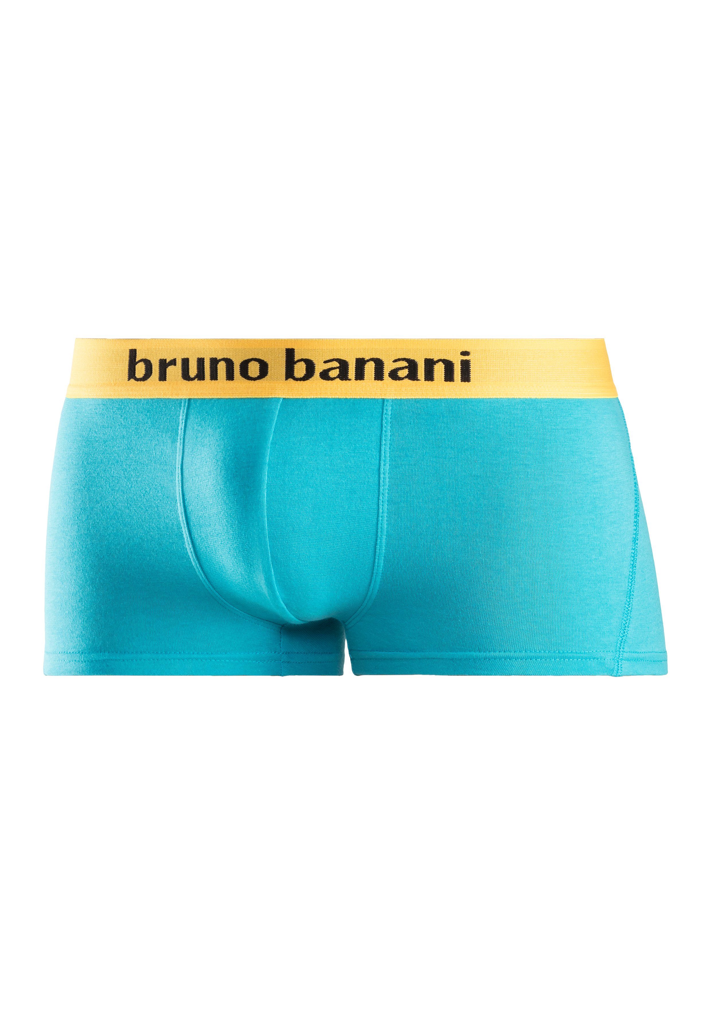 Bruno Banani Hipster-Form (Packung, Webbund gelb, türkis, mit in Logo Boxershorts royalblau, 4-St) navy