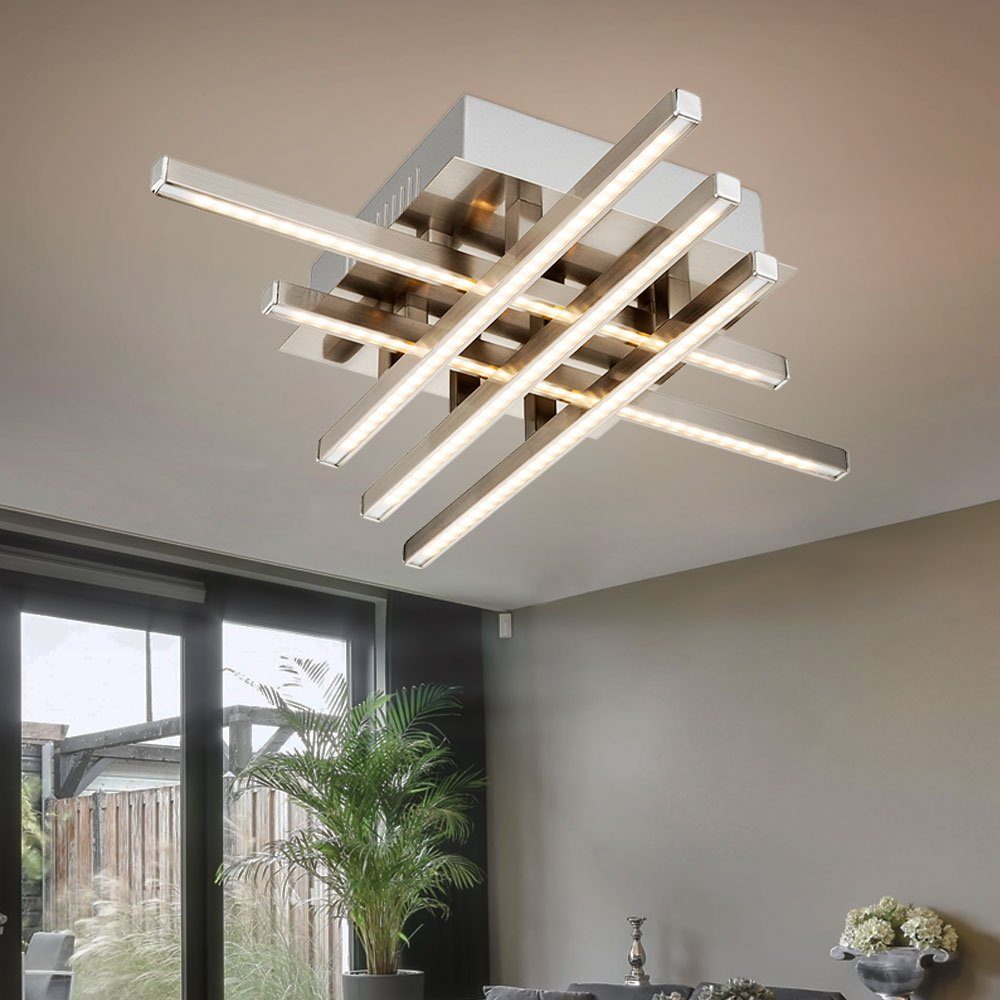 Deckenleuchte, LED Globo Deckenleuchte LED dimmbar Modern Deckenlampe silber Wohnzimmerleuchte Warmweiß, verbaut, LED-Leuchtmittel fest