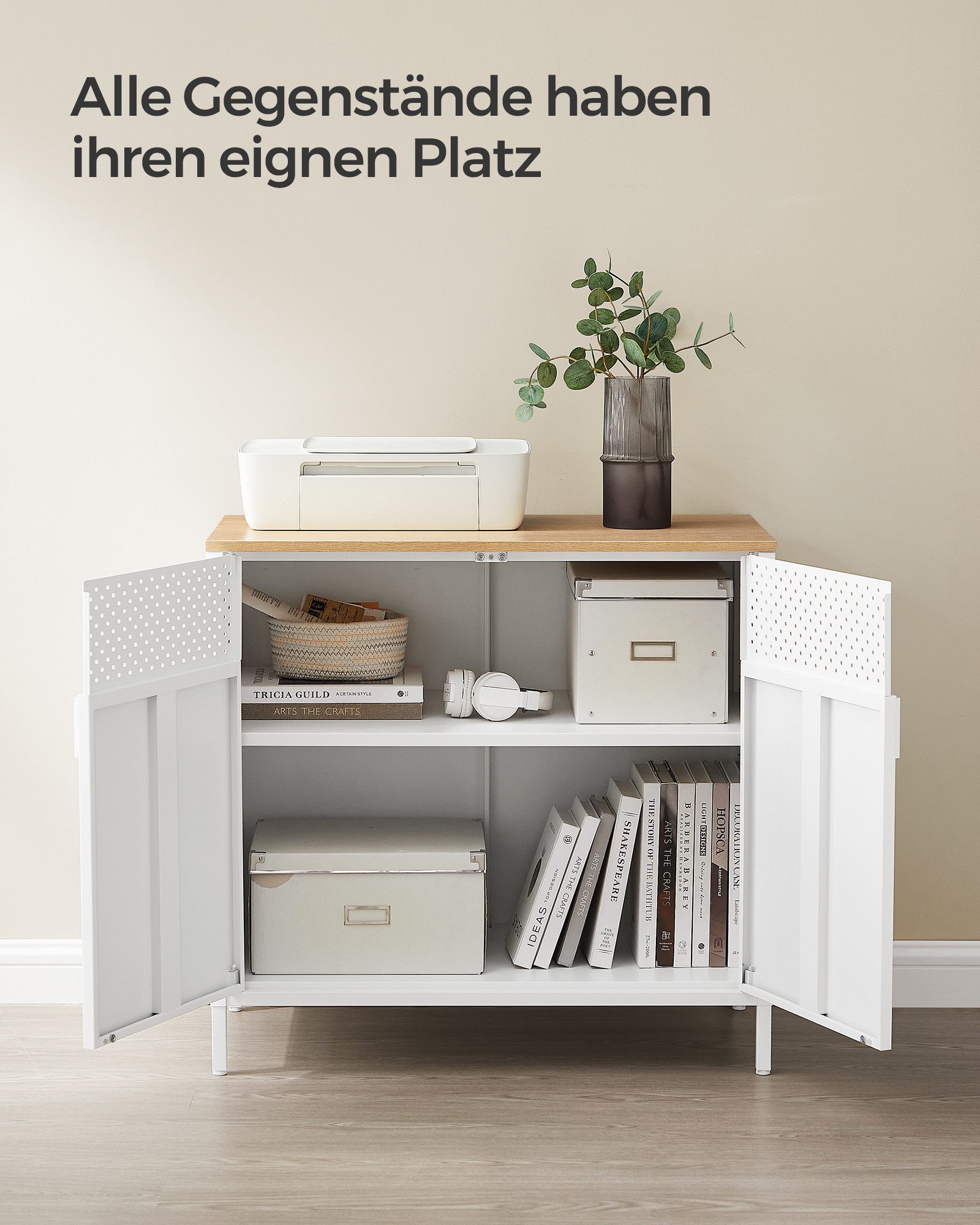 SONGMICS Aktenschrank Aktenschrank Küchenschrank, Metallschrank, Magnetverschluss verstellbare Einlegeböden, Stahlgestell – Bild 4 von 5