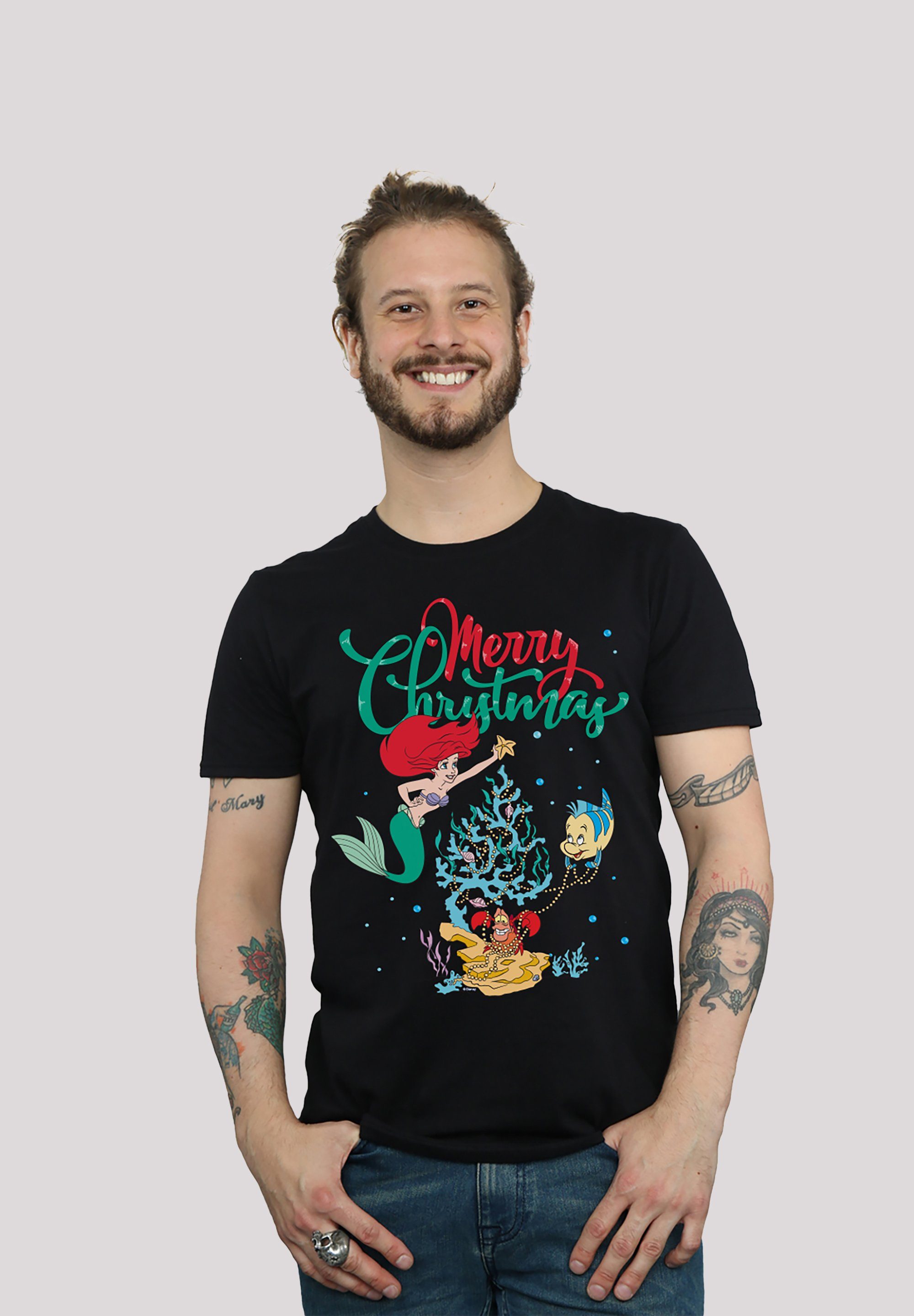 Arielle F4NT4STIC Weihnachten T-Shirt schwarz Meerjungfrau Print die