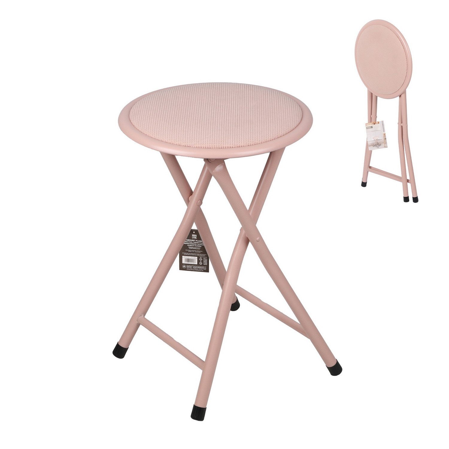 Urban Living Sitzhocker Klapphocker Klapp-Hocker klappbarer Sitz Falthocker Stuhl faltbar (Hocker mit Sitzfläche aus Stoff mit schönem Waffelmuster), faltbarer Beistellhocker / Beistellstuhl