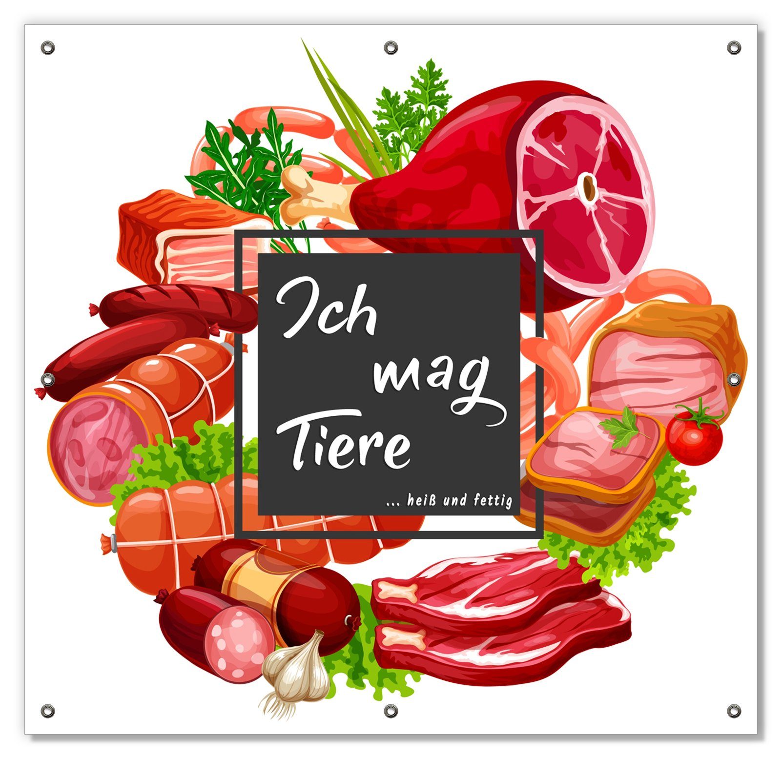 Sonnenschutz Ich mag Tiere - Fleisch, Wallario, blickdicht, mit Saugnäpfen, wiederablösbar und wiederverwendbar