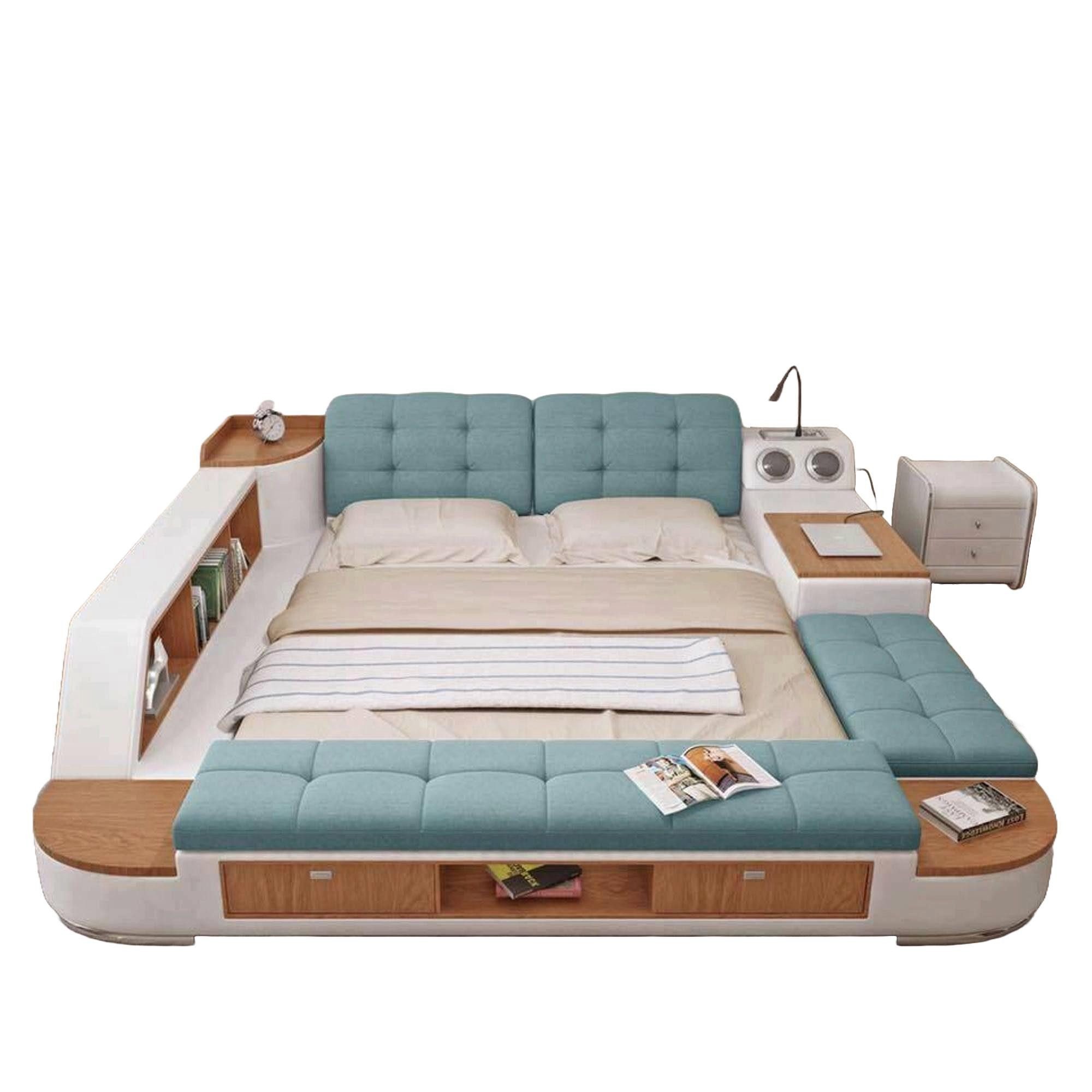 JVmoebel Multimediabett Polsterbett mit Regal und USB-Anschluss im modernen Design (1-tlg), Made in Europa