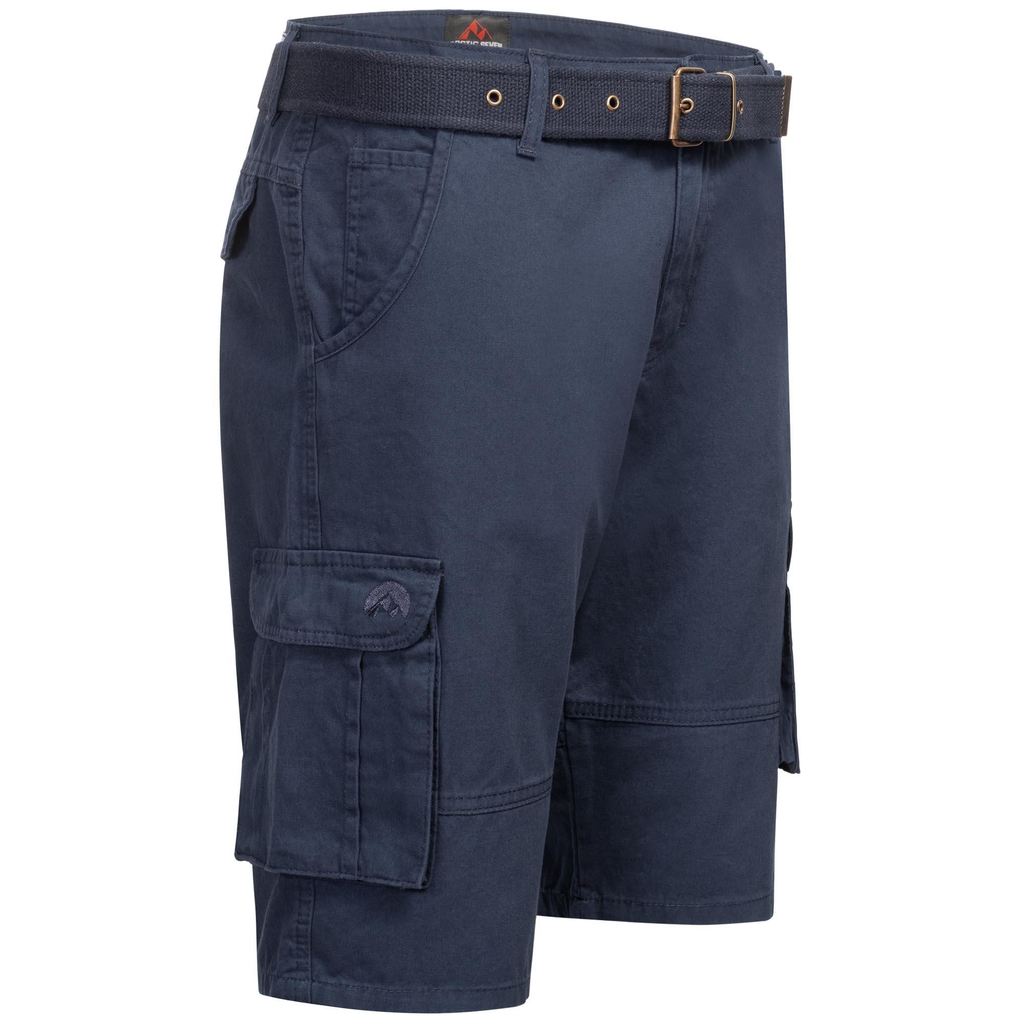 Arctic Seven Shorts Herren Cargo mit Gürtel – Kurze Outdoor Hose aus Baumwolle Robuste Cargo Shorts mit vielen Taschen und Gürtel
