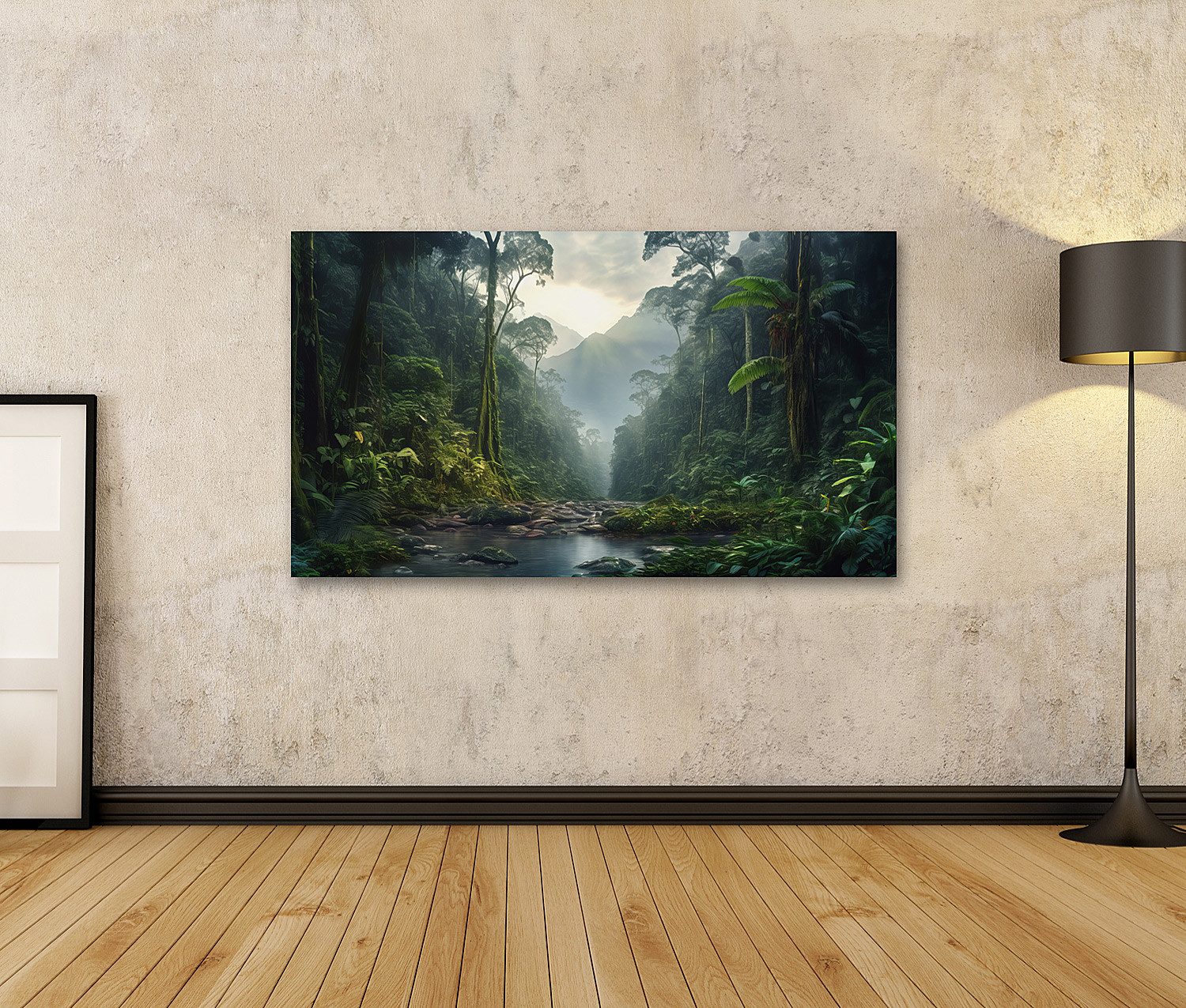 islandburner Leinwandbild Regenwald Landschaft Bäume Nebel günstig online kaufen