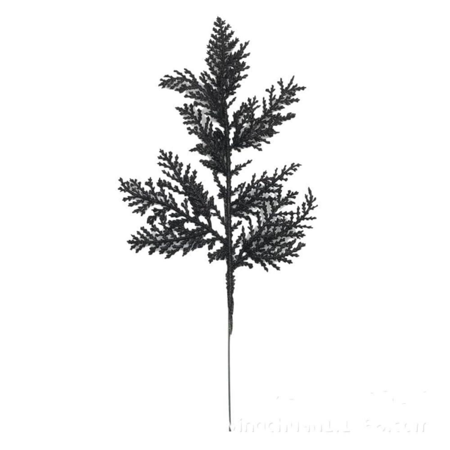 Kunstzweig Künstliche Weihnachtszweige Glitzer Deko 5 Stück Schwarz, LuxusKollektion, Höhe 1 cm