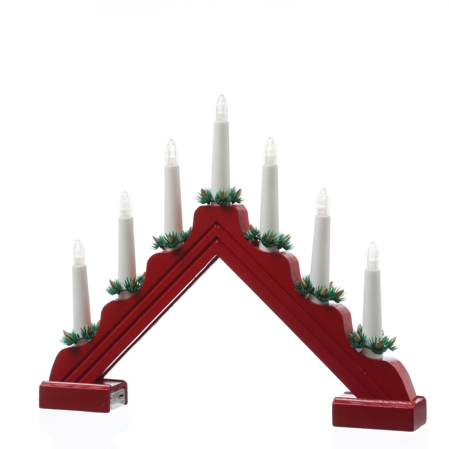 MARELIDA LED Schwibbogen LED Lichterbogen Weihnachtsleuchter 7 Kerzen Batteriebetrieb L: 39cm