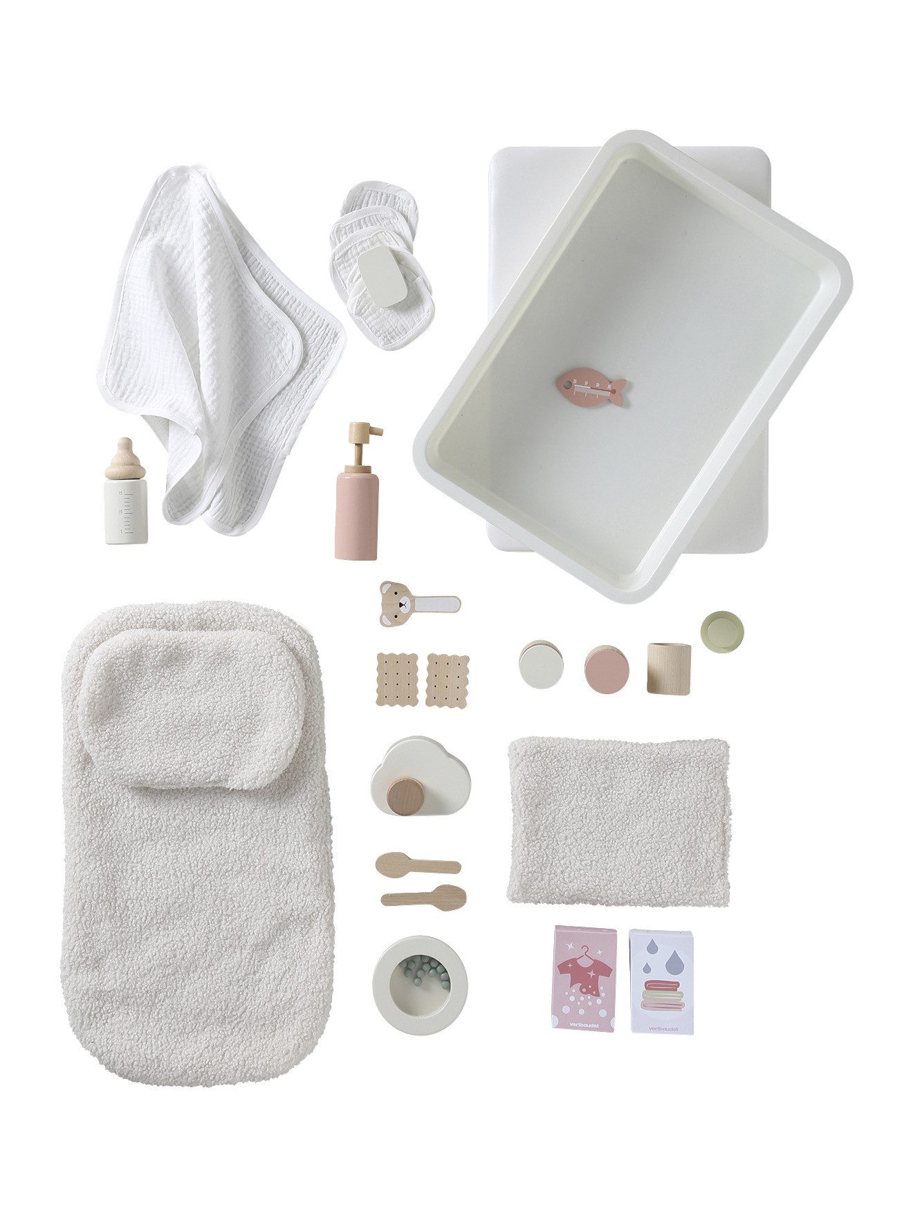vertbaudet Puppen Accessoires-Set Puppen-Babyzimmer aus Holz FSC®, Holz FSC®