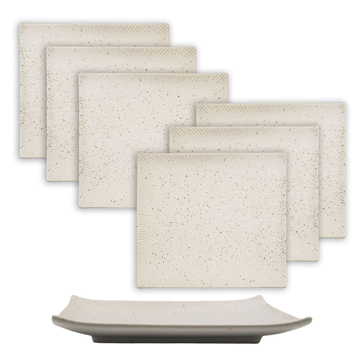 Intirilife Sushiteller, (6 St), 6x Sushi Platte Servier Teller Geschirr aus Porzellan Weiß